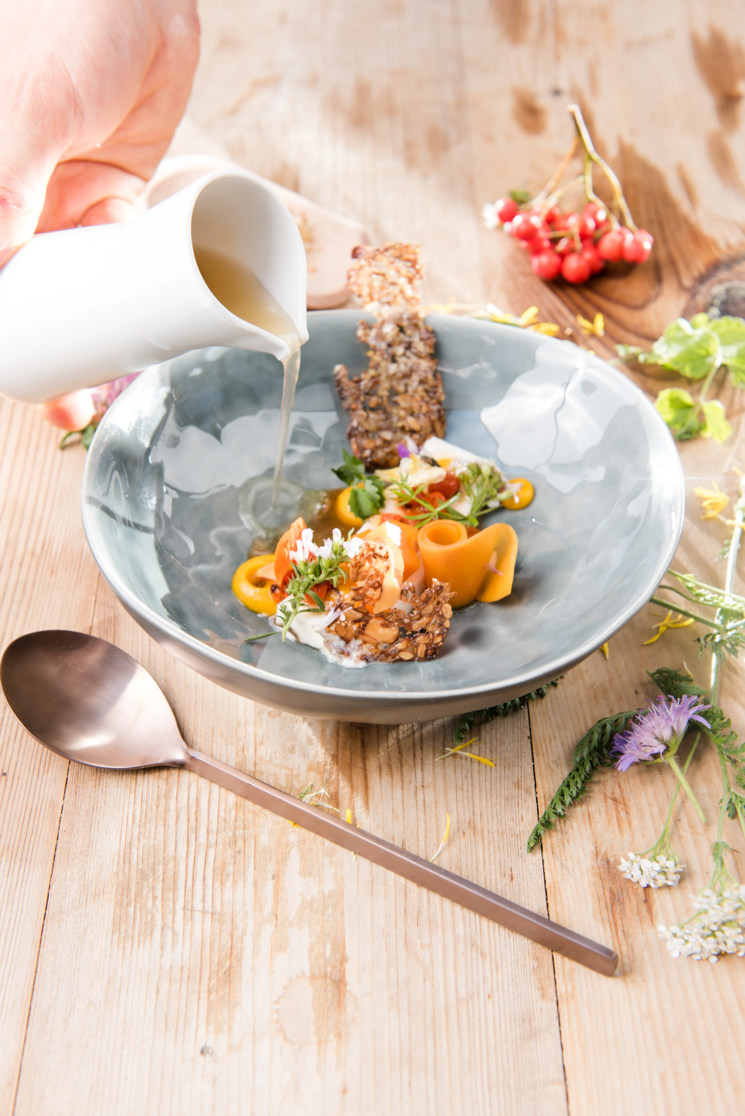 Schottsuppe mit Kürbis und Vogelbeeren