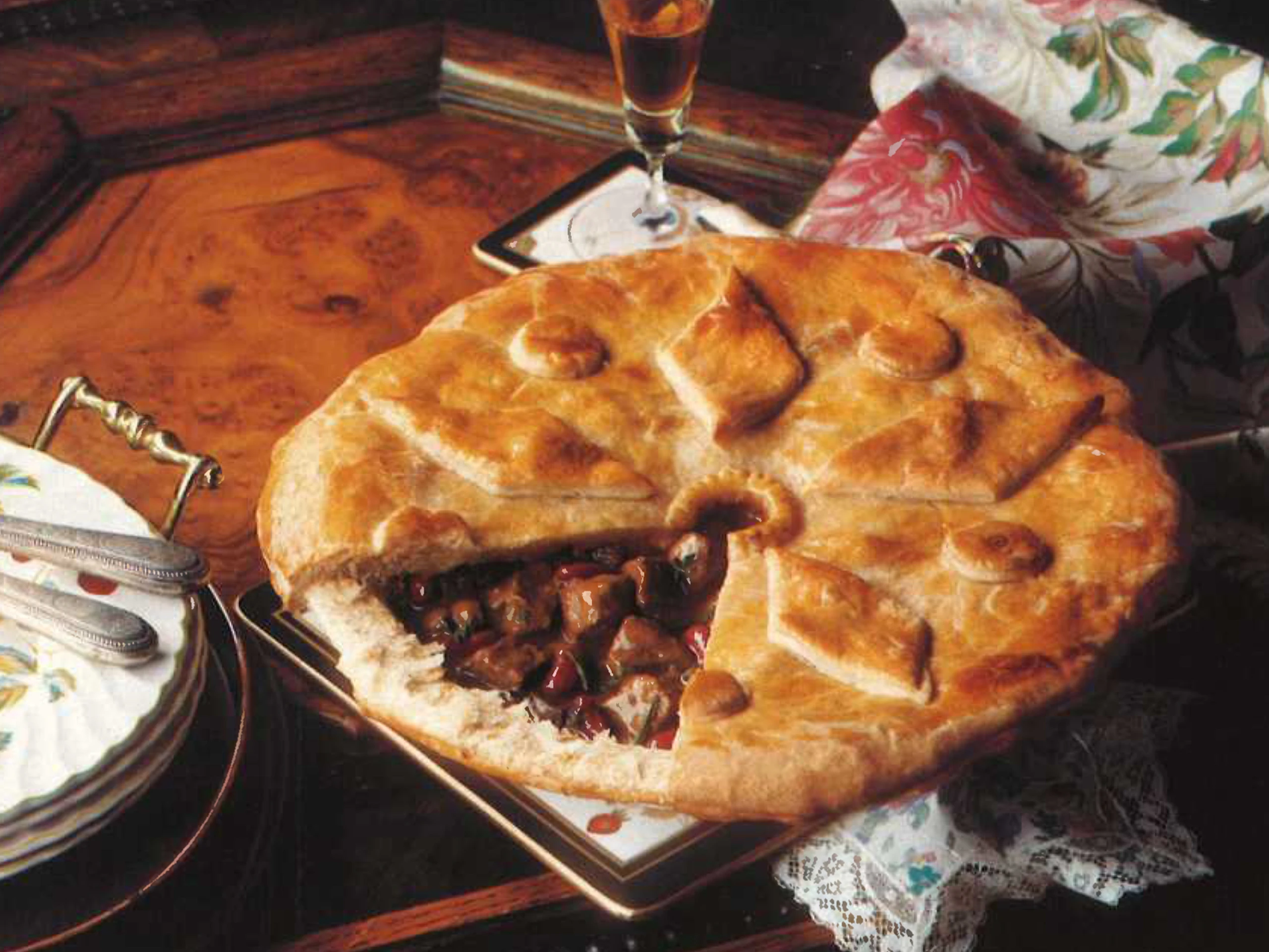 Pie: Englische Pastete mit Rindfleisch, Nieren und Bohnen