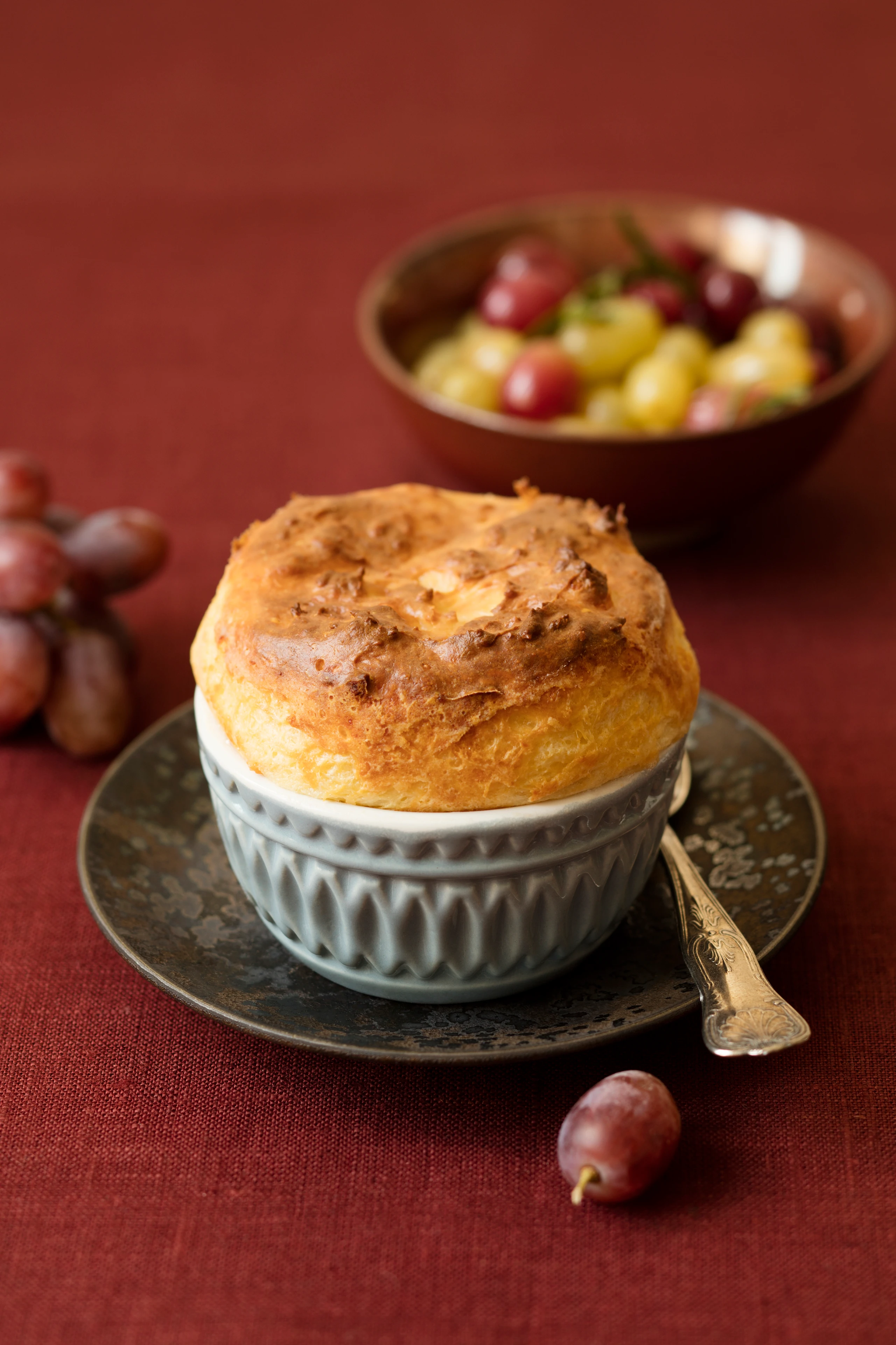 Käseauflauf mit Traubenkompott