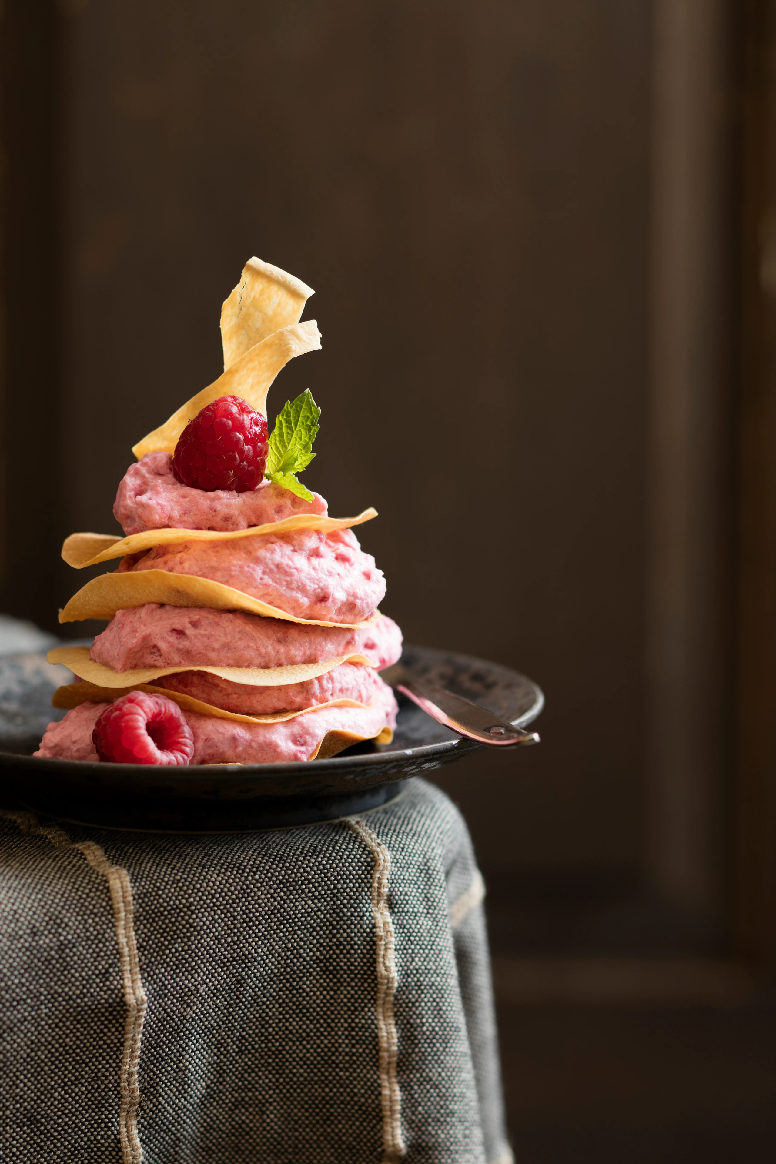 Strudelblätter mit Himbeercreme