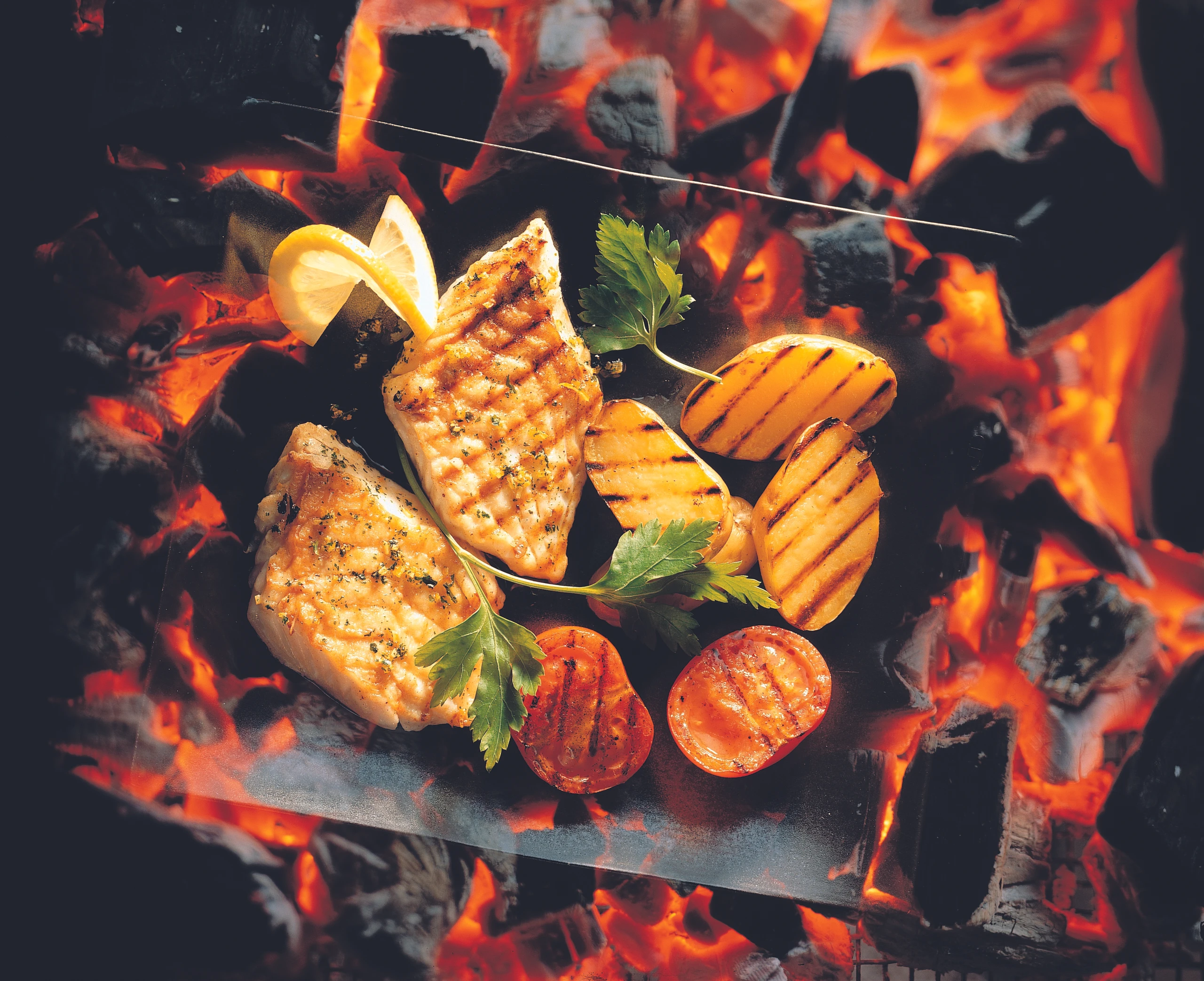 Gegrilltes Kabeljaufilet mit Zitronenmarinade