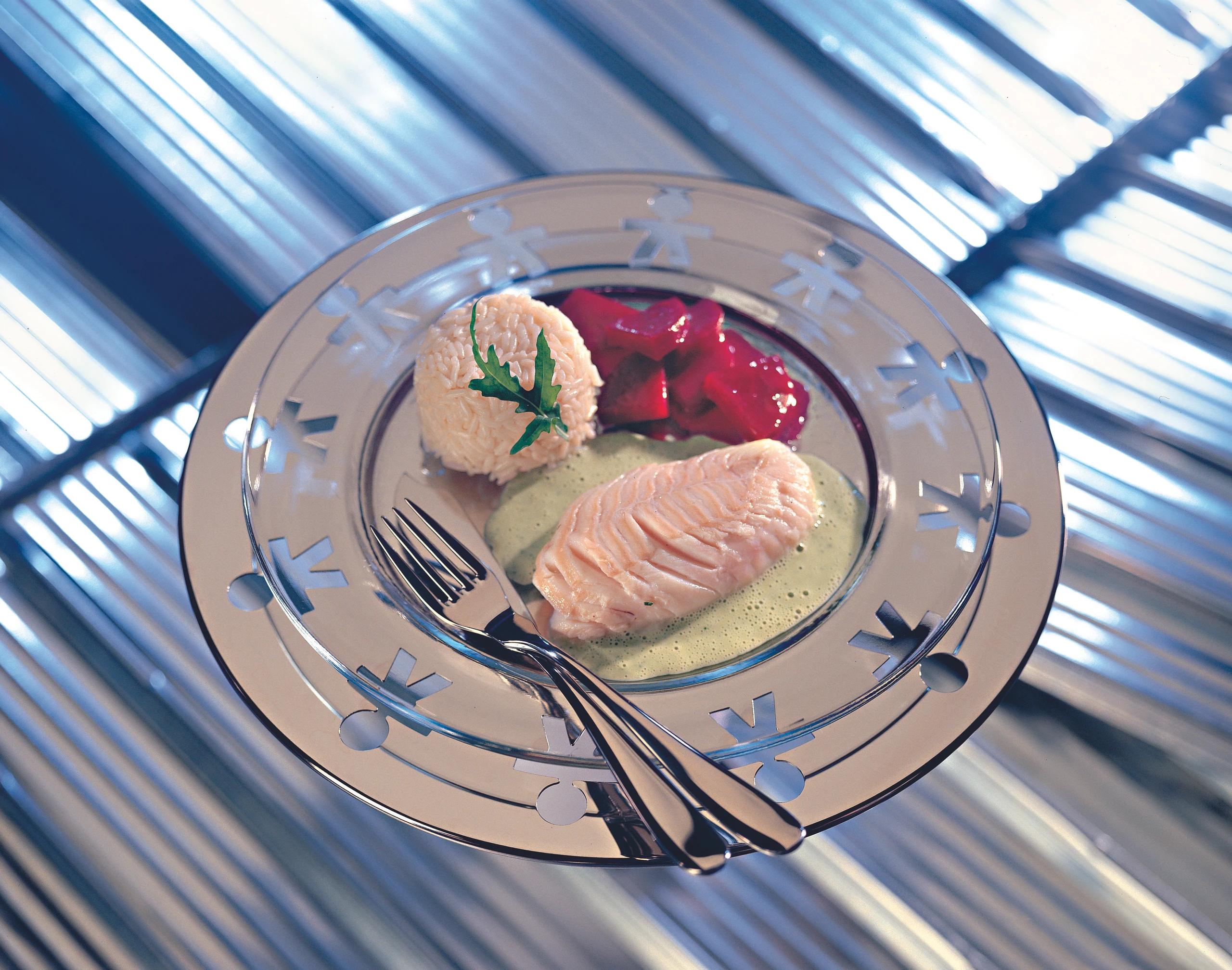 Pochiertes Kabeljaufilet mit Rucolasauce