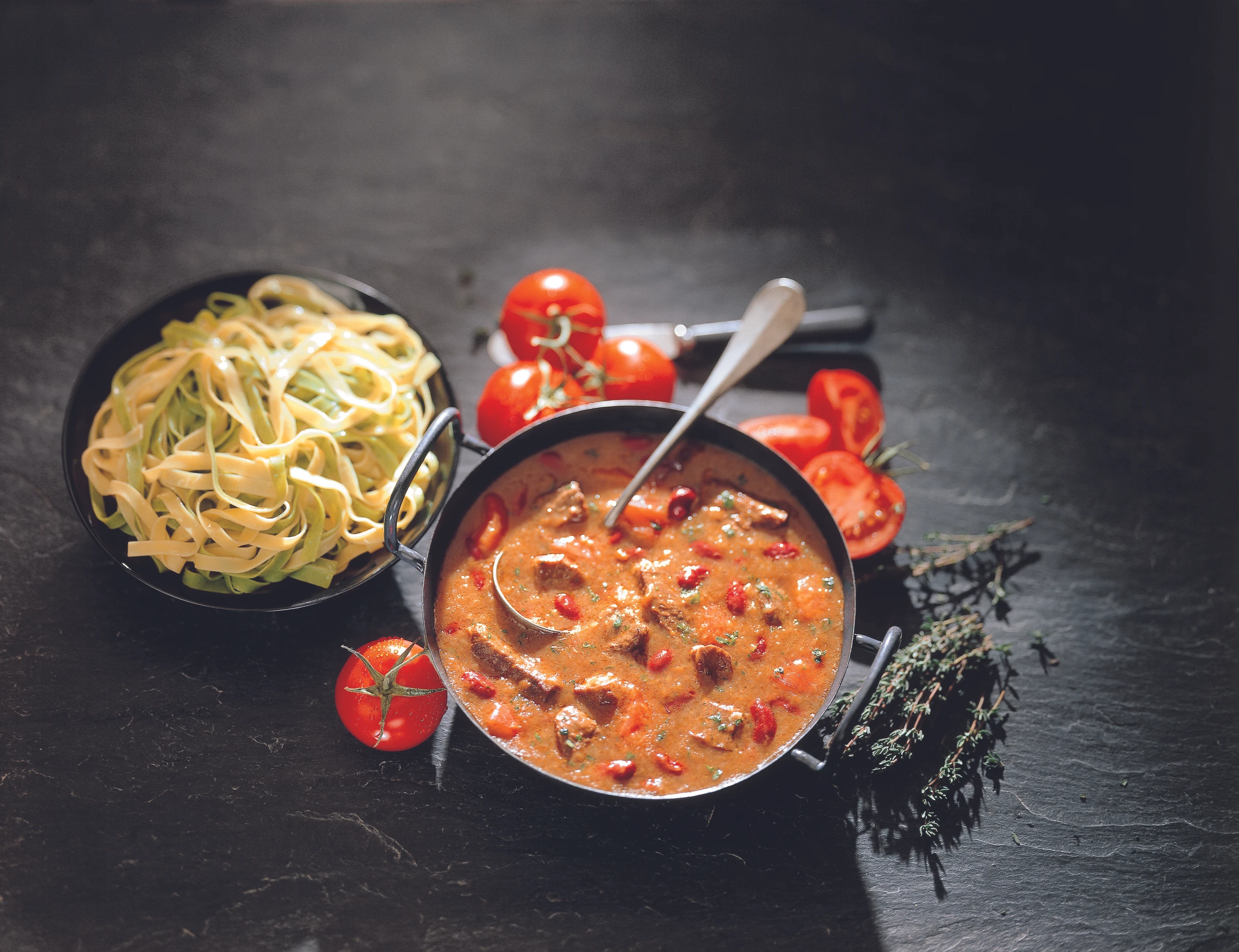Rindsragout mit Bohnen und Paradeisern