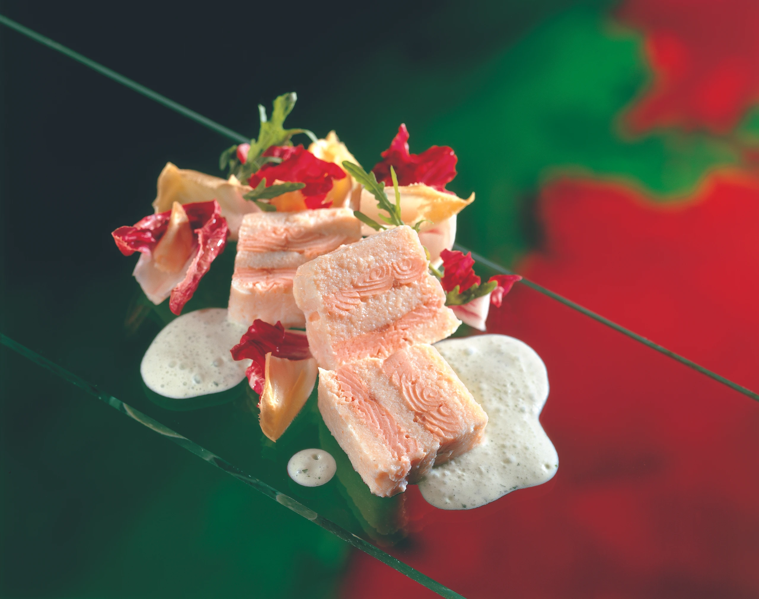 Lachsforellen-Terrine mit Rucolasauce