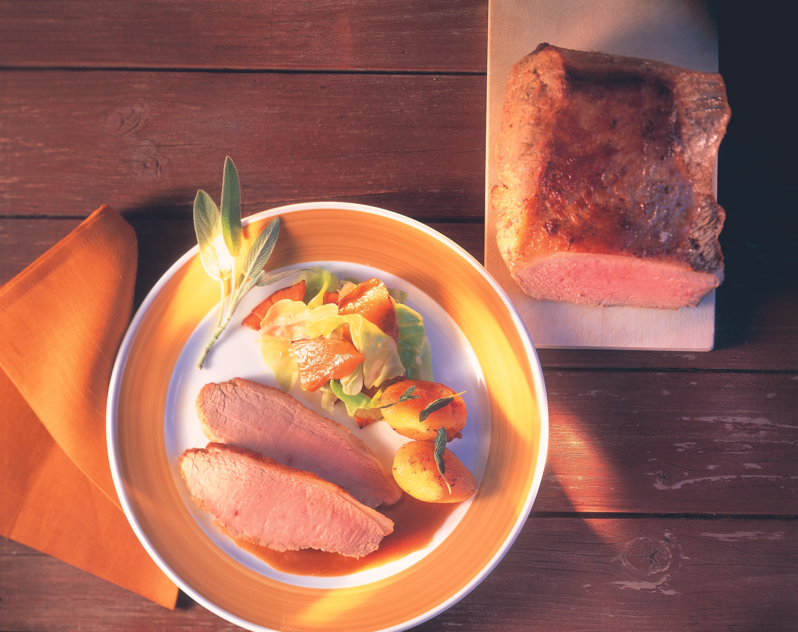 Glacierter Kalbstafelspitz mit Kürbiskraut