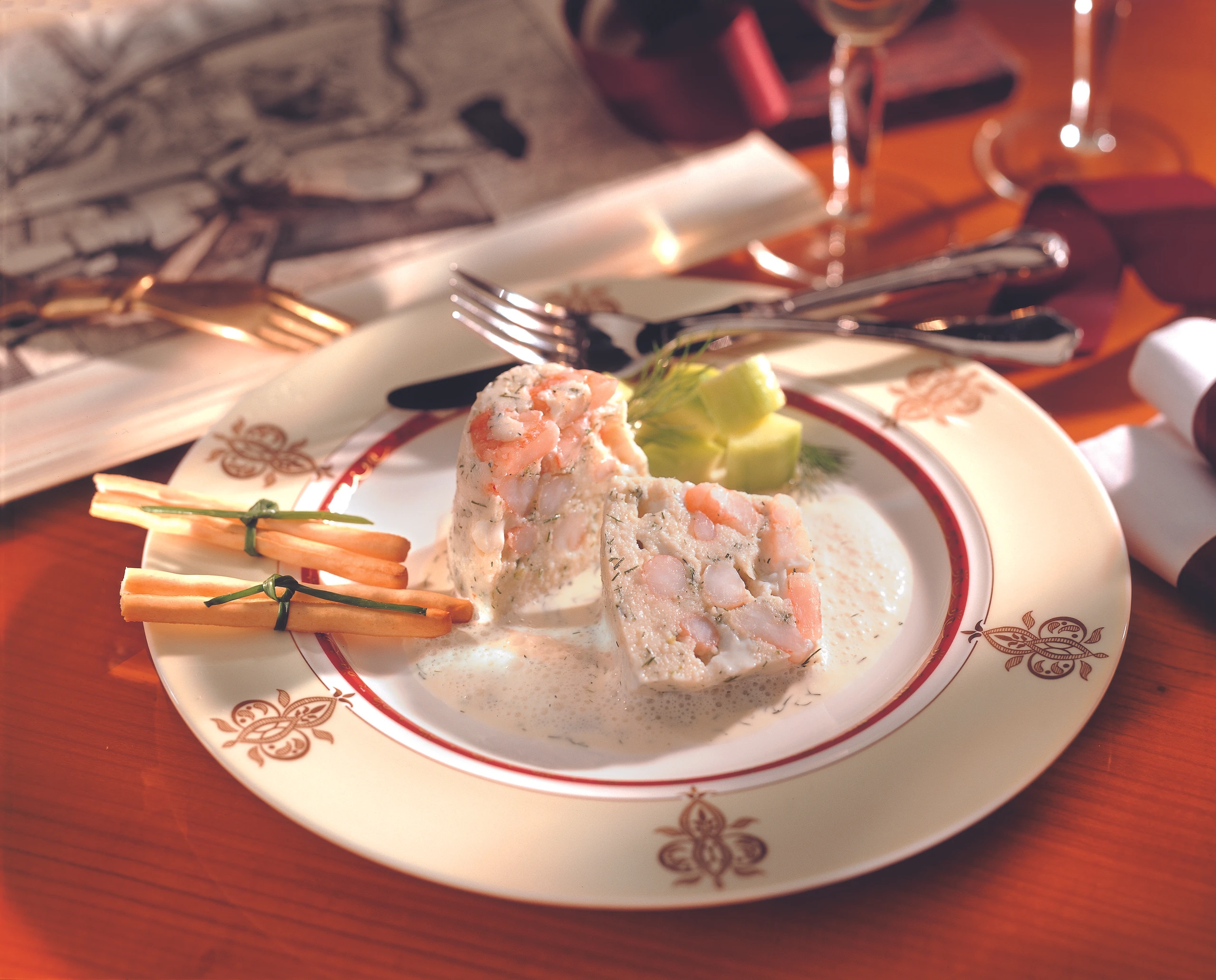 Hecht-Shrimps-Törtchen mit Dillsauce