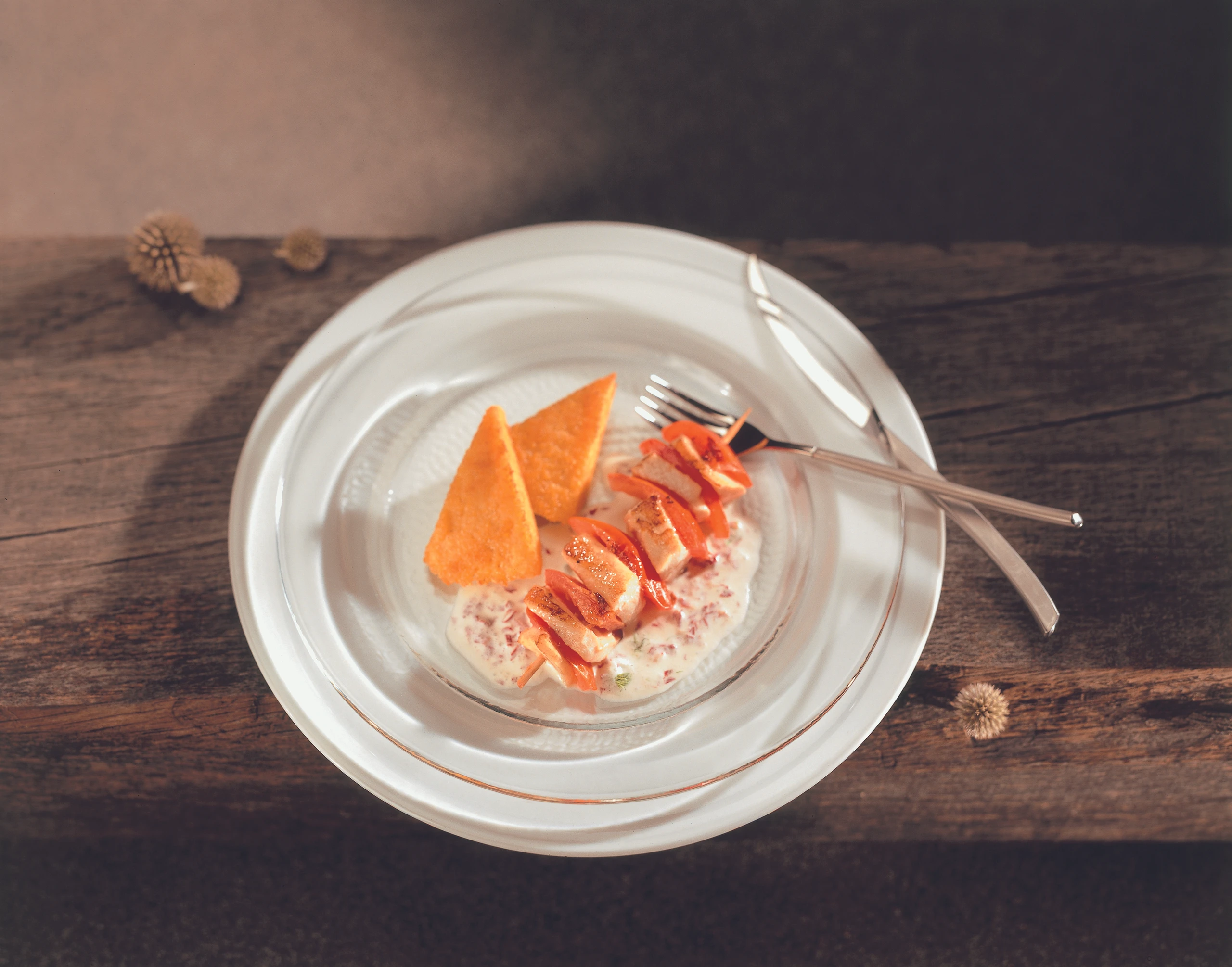 Fischspieße mit Fenchel-Radicchiosauce