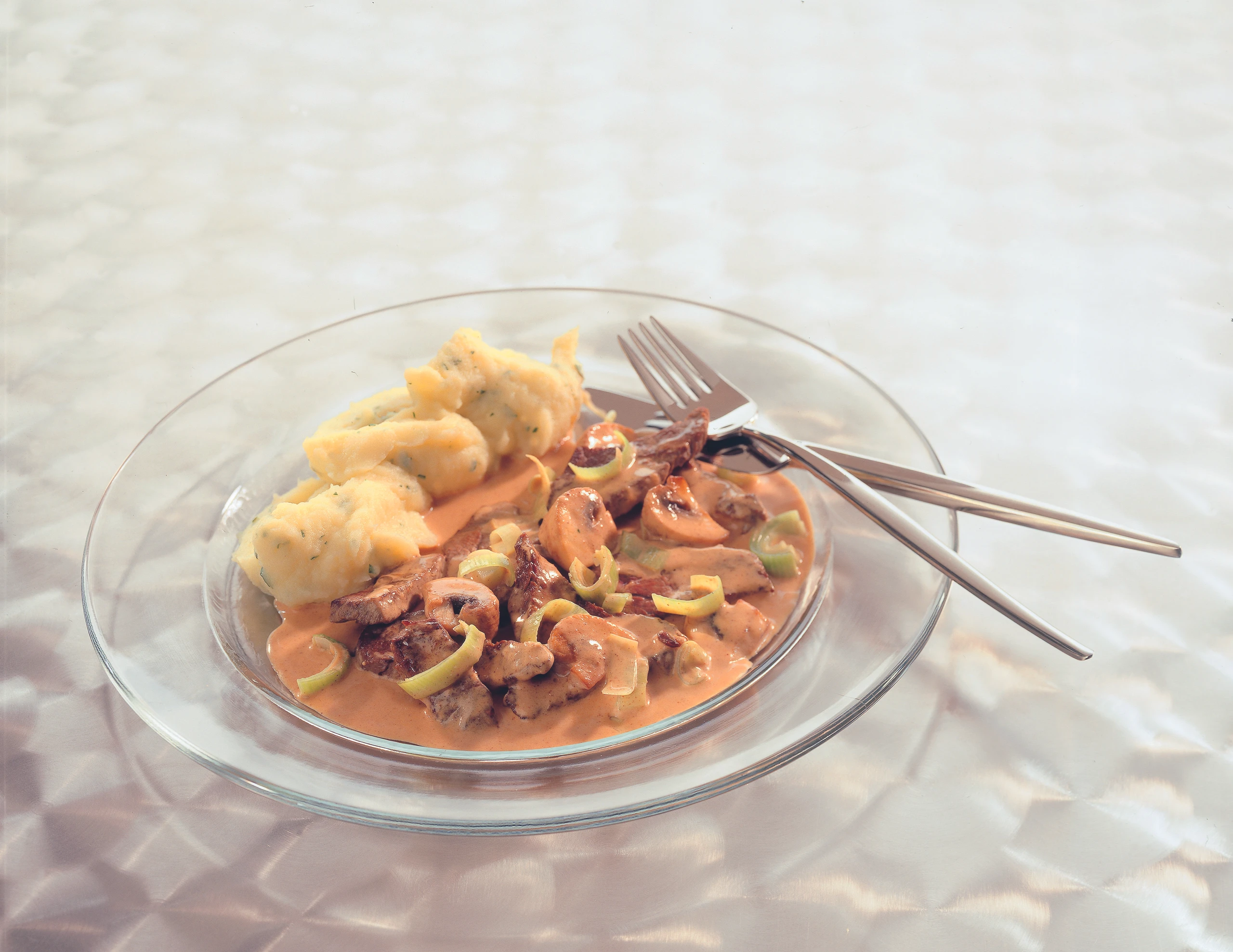 Filetspitzen mit Champignons und Lauch