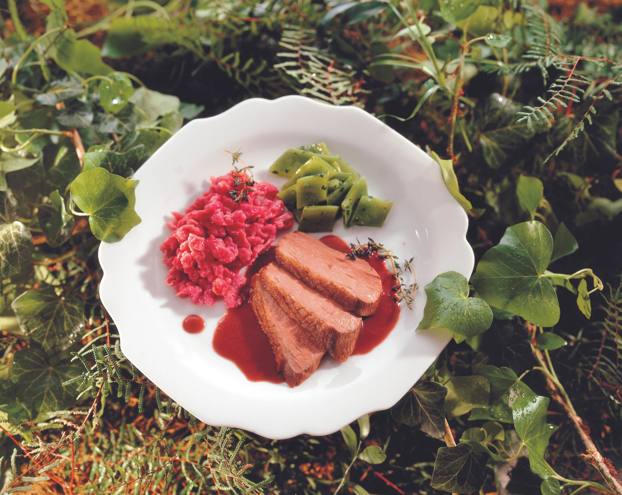 Gebratene Entenbrust mit Kirschen-Ingwersauce