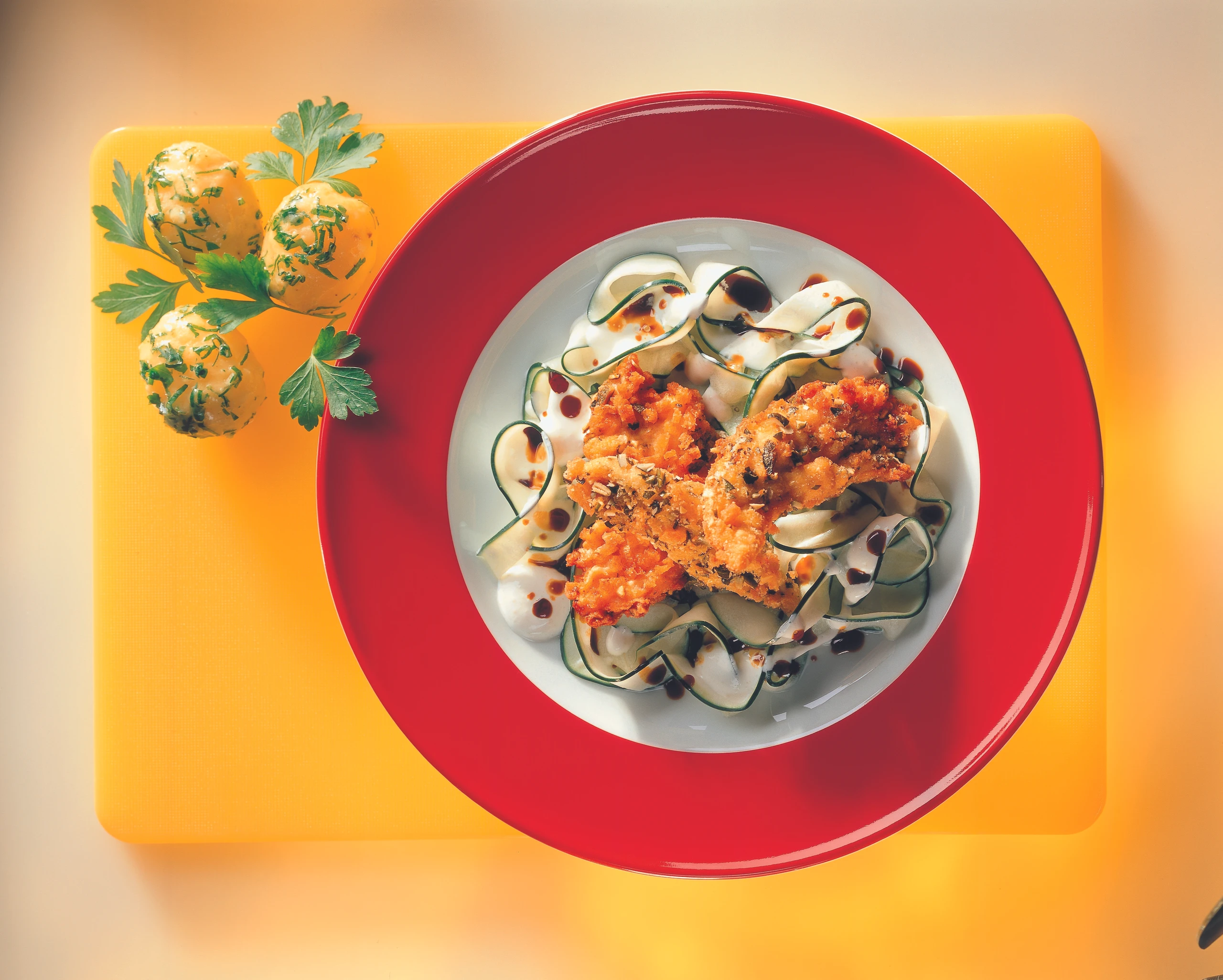 Gebackene Hühnerbruststreifen in Kürbiskernkruste