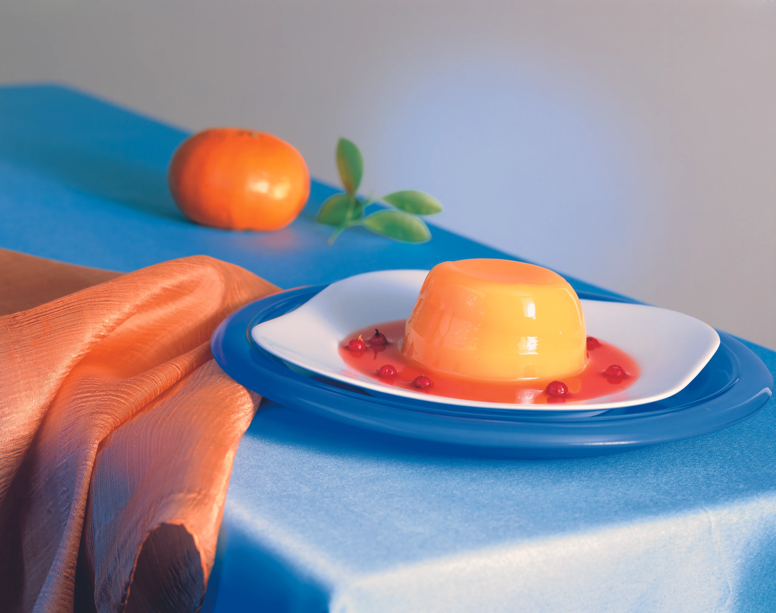 Mandarinen-Joghurt-Pudding mit Preiselbeersauce