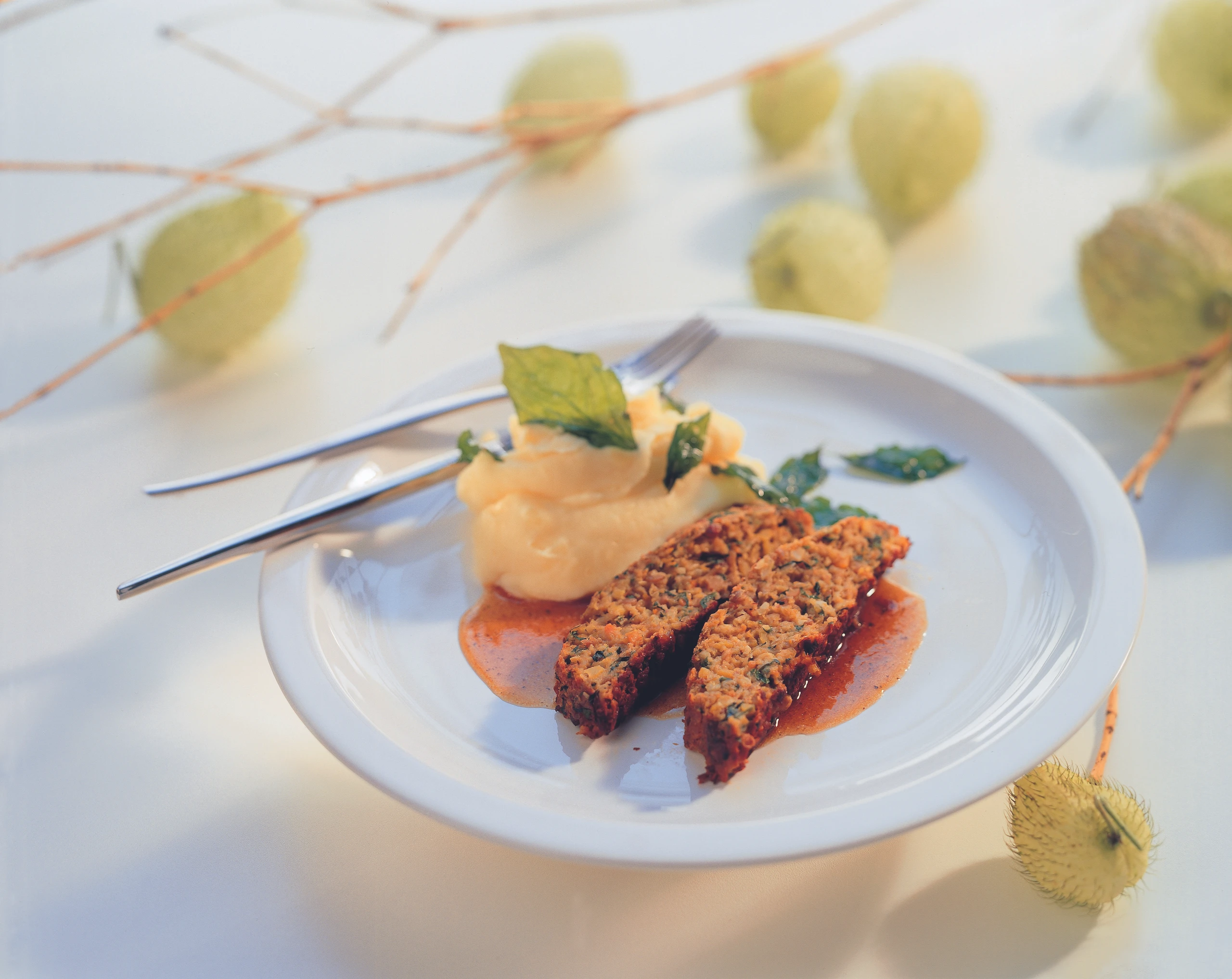 Braten aus faschiertem Gemüse mit Erdäpfelpüree