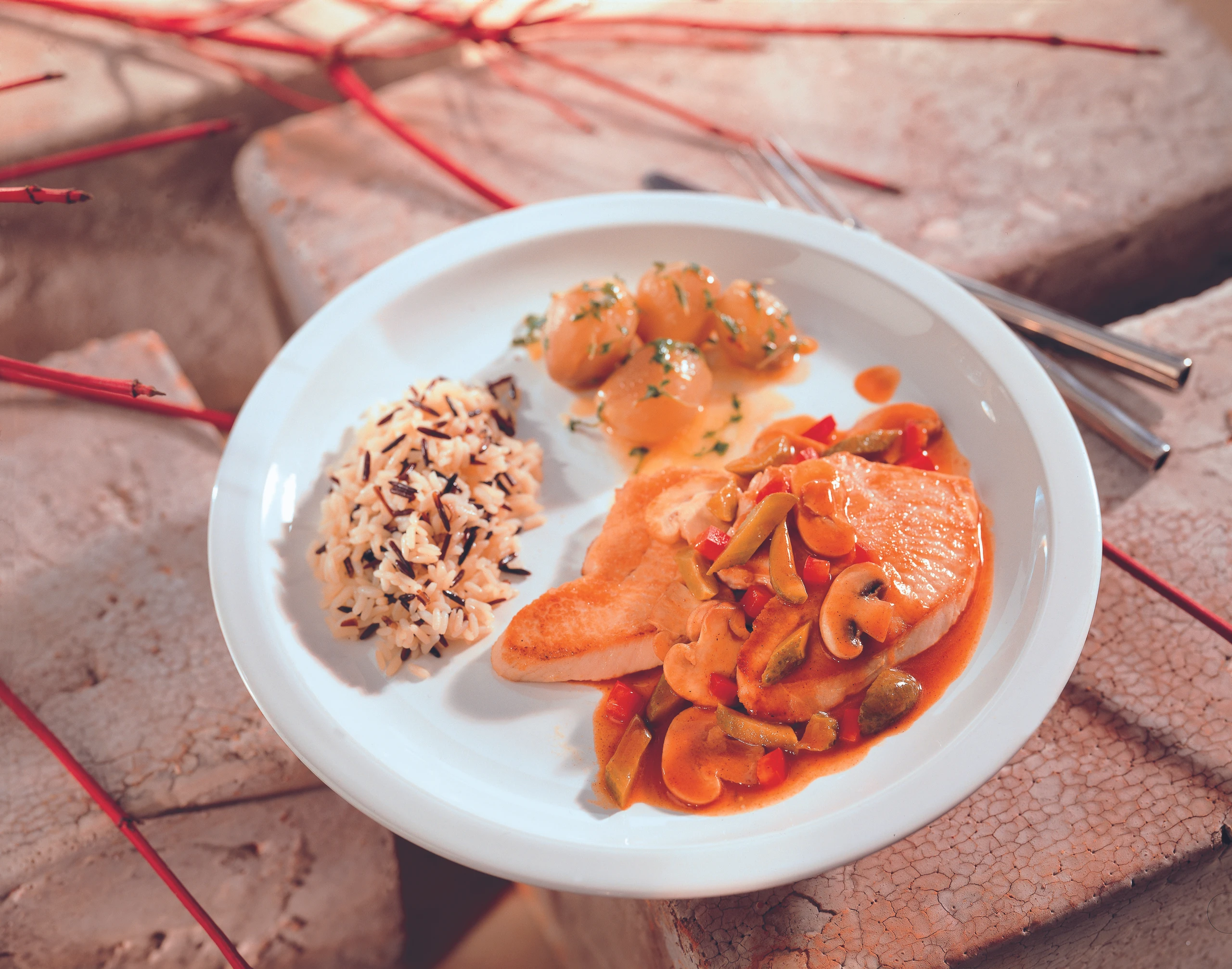 Truthahnschnitzerl mit pikanter Sauce