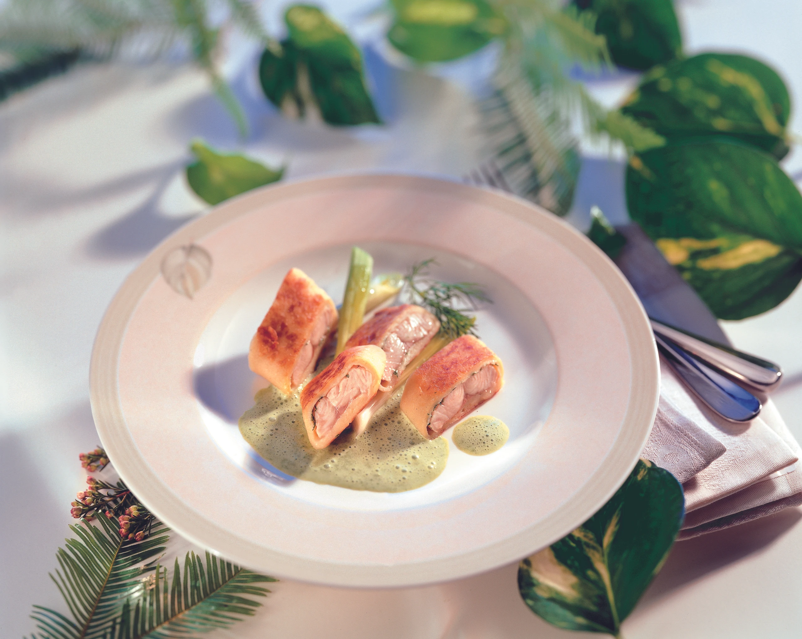 Lachsforellenschnitte im Erdäpfelmantel