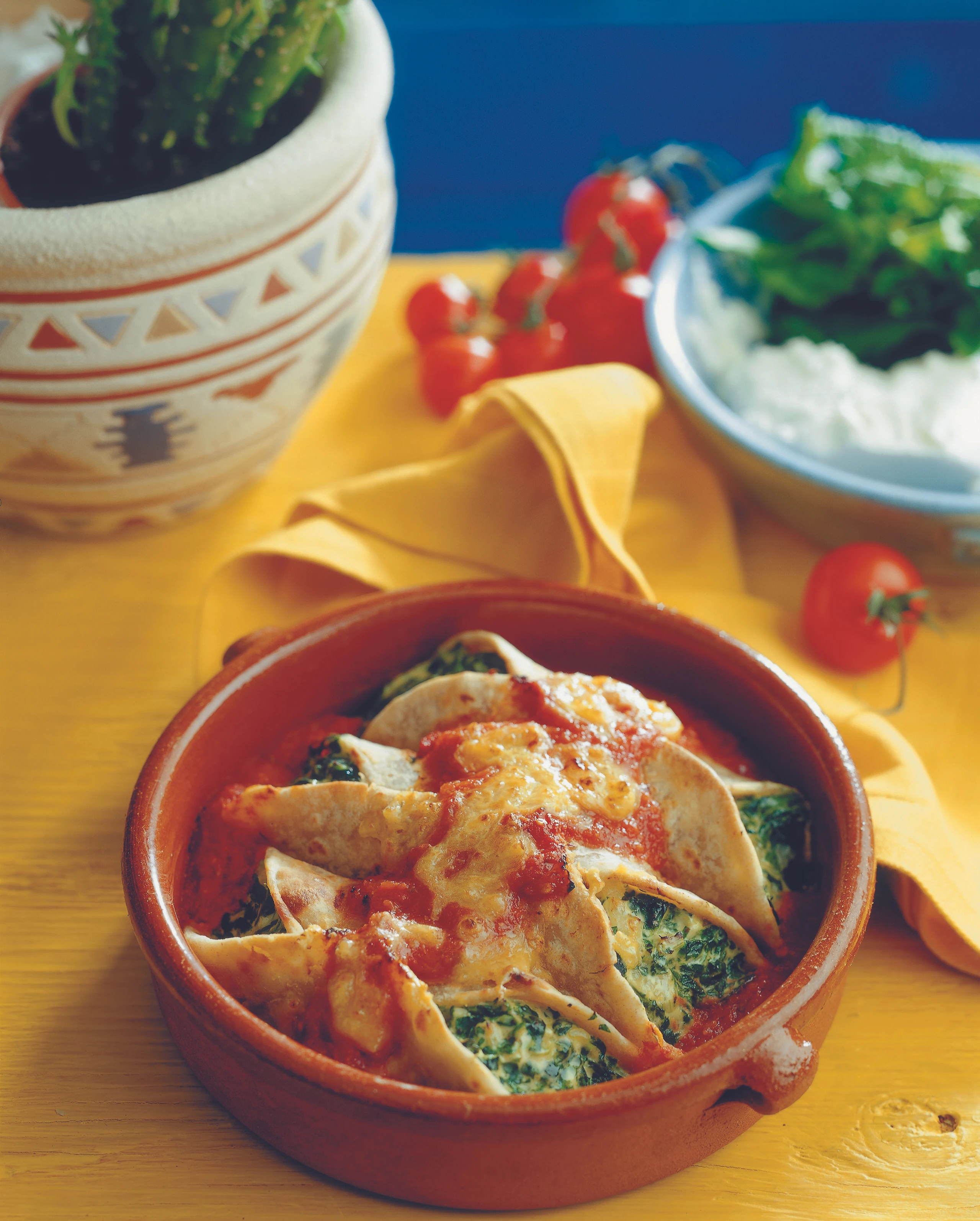 Enchiladas mit Spinat und Ricotta
