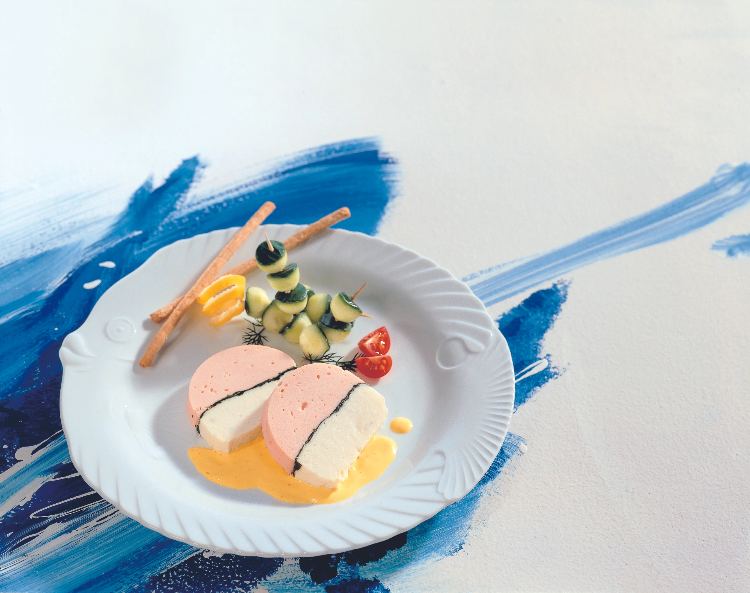 Hecht-Lachs-Terrine mit Safransauce