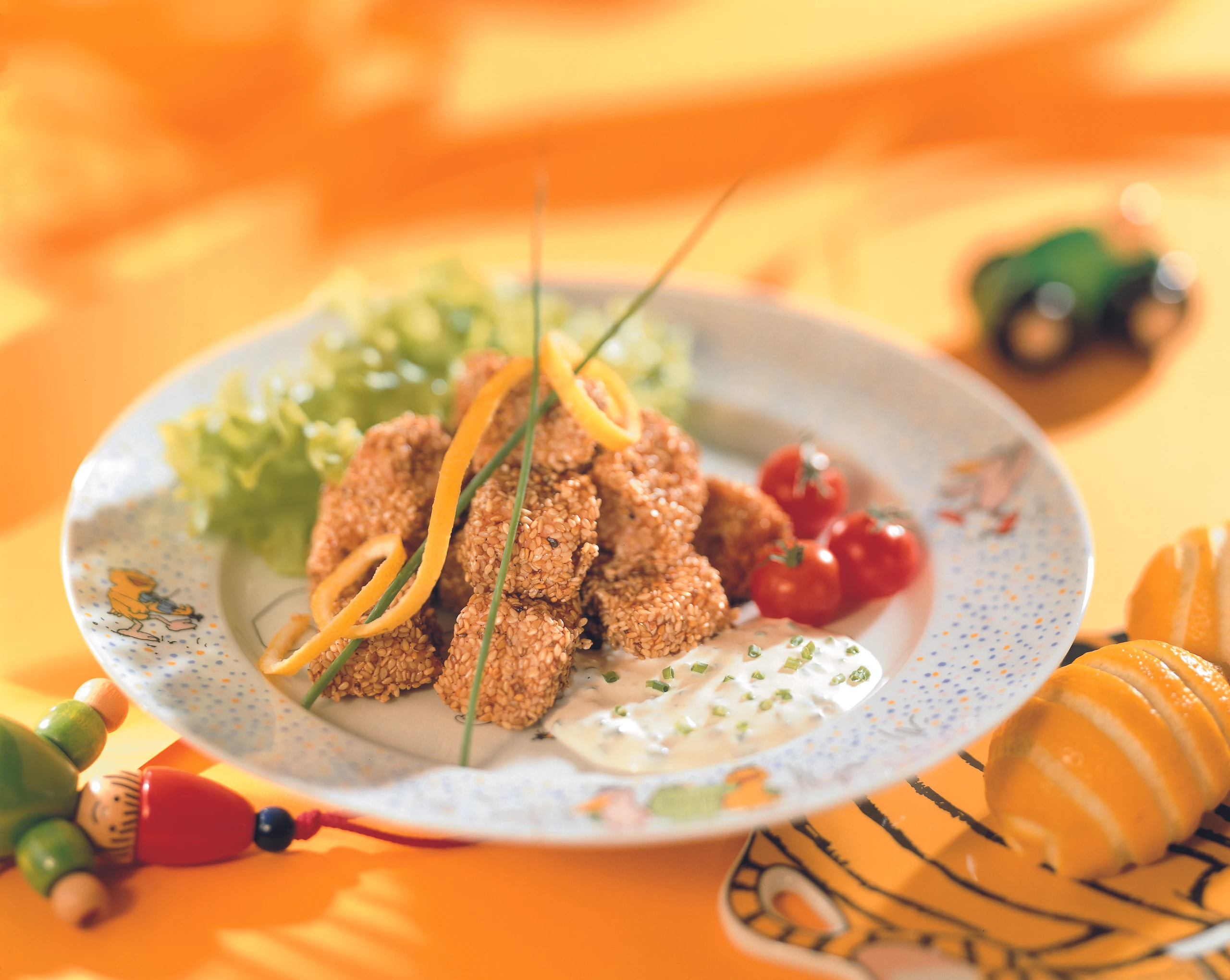 Knusprige Lachs-Nuggets mit Sesam