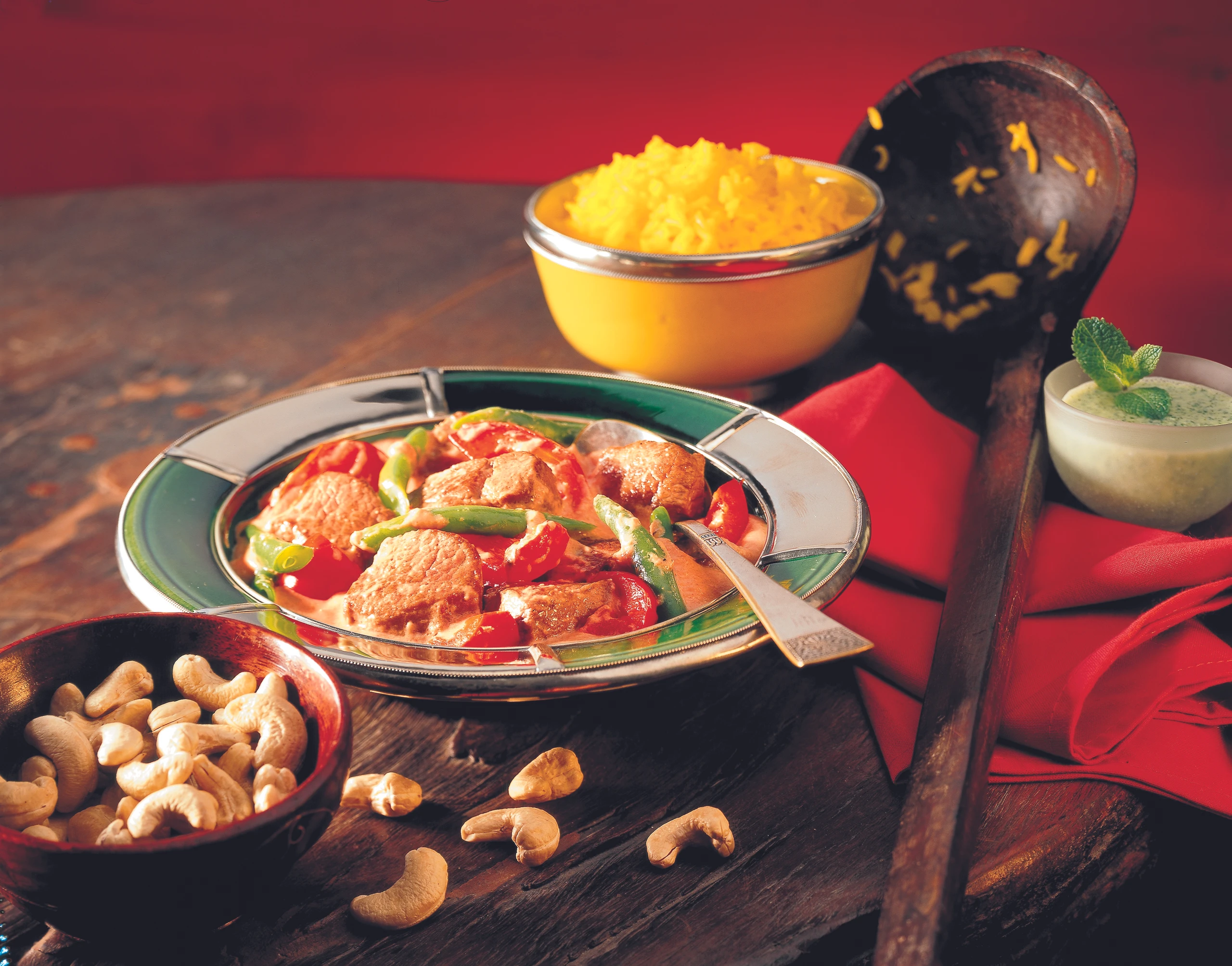 Lamm mit Fisolen in Cashewnuss-Sauce