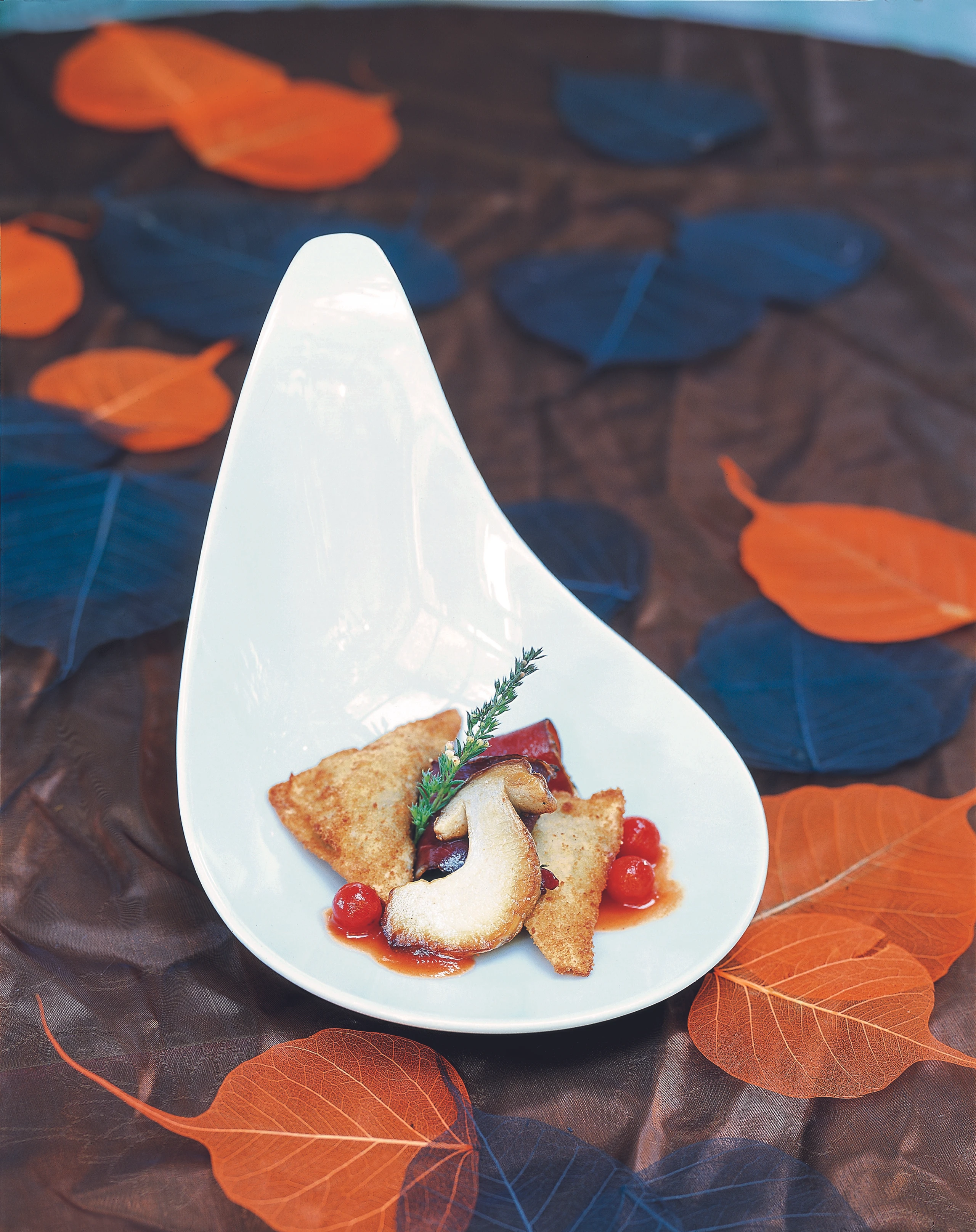 Sellerie-Pilz-Tascherl mit Vogelbeersauce