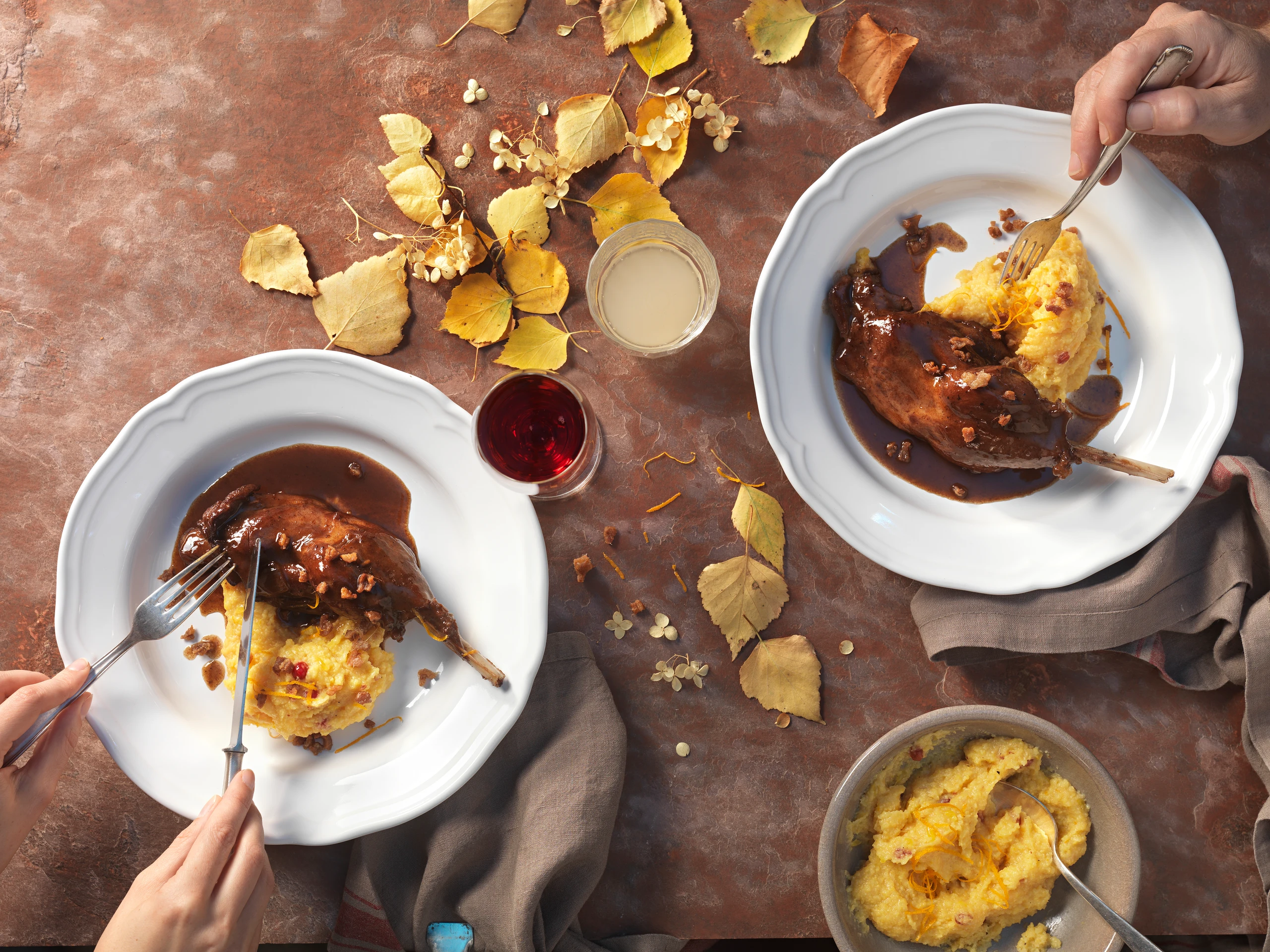 Ganslkeule mit Orangen-Polenta