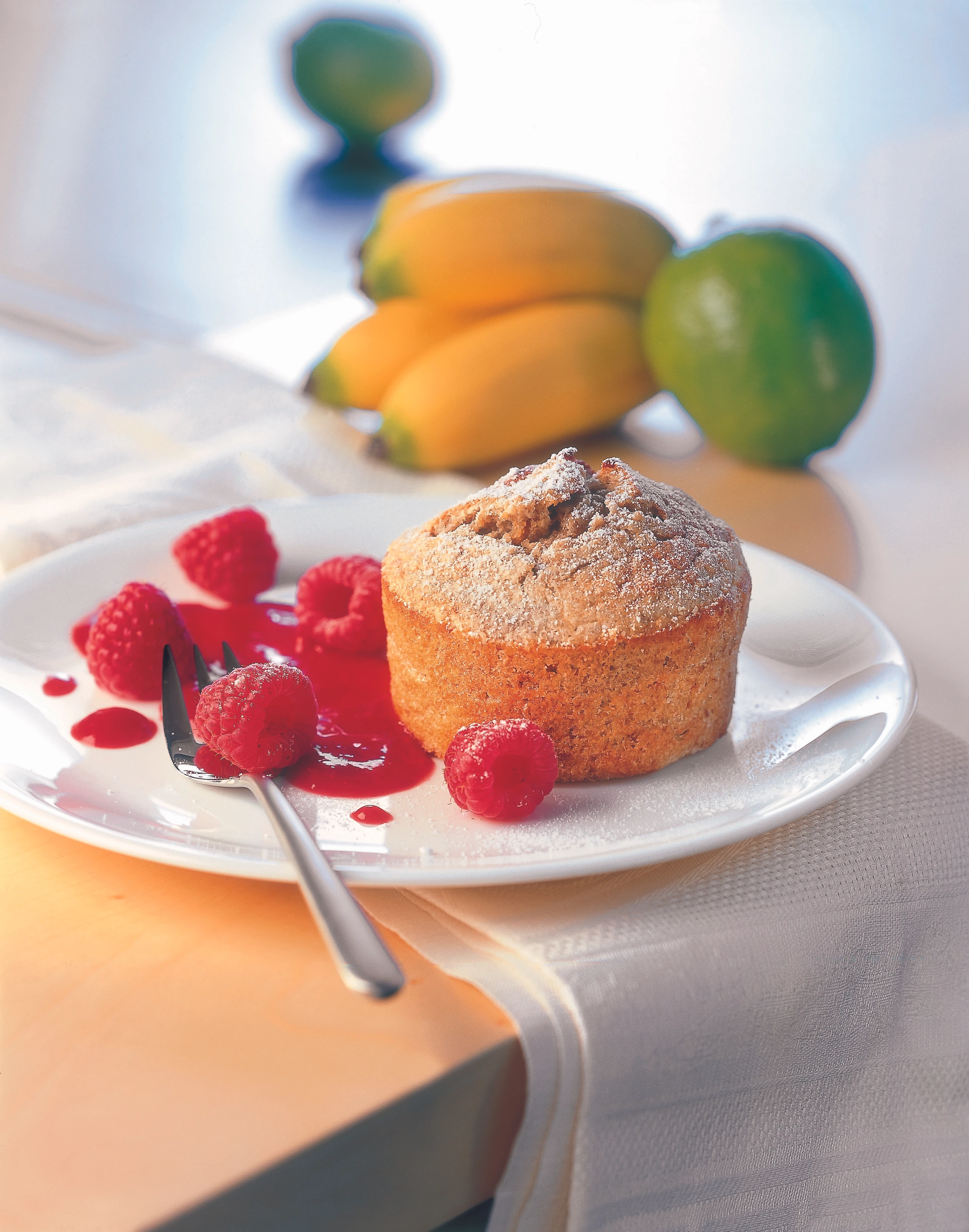 Bananen-Auflauf mit Himbeersauce