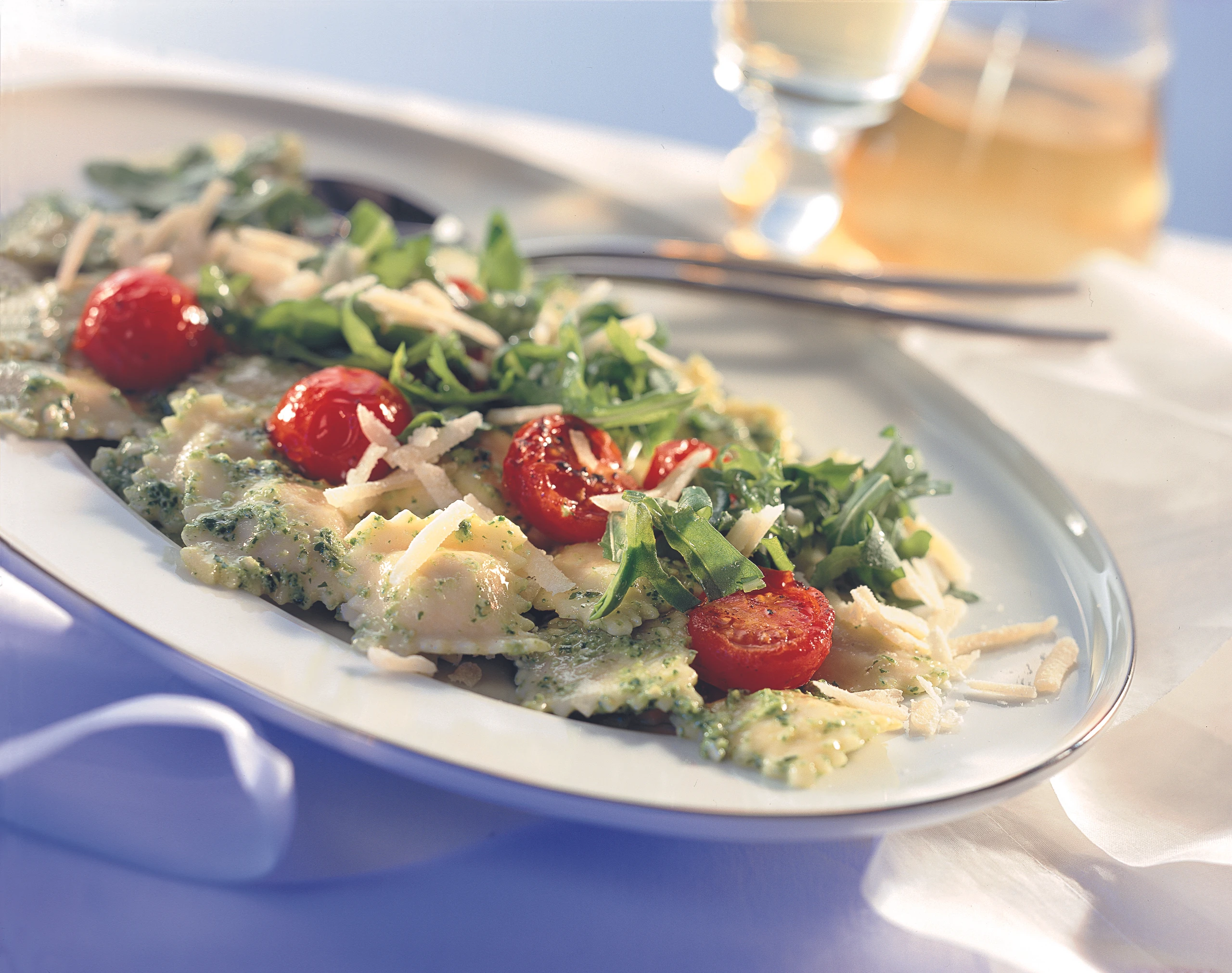 Teigtascherl mit Rucola-Pesto