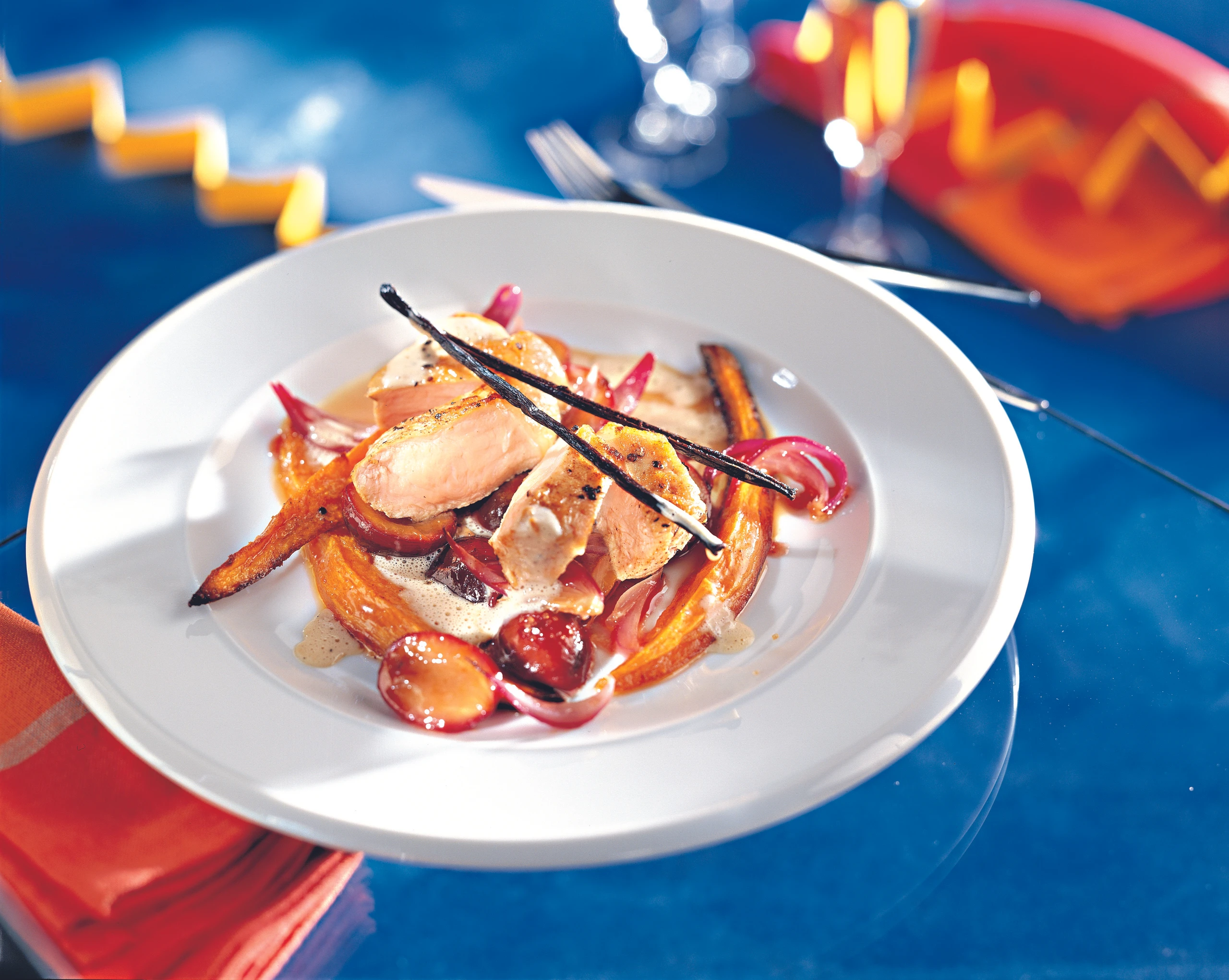 Kalbsrostbraten mit Süßkartoffeln und Zwetschkenkoch