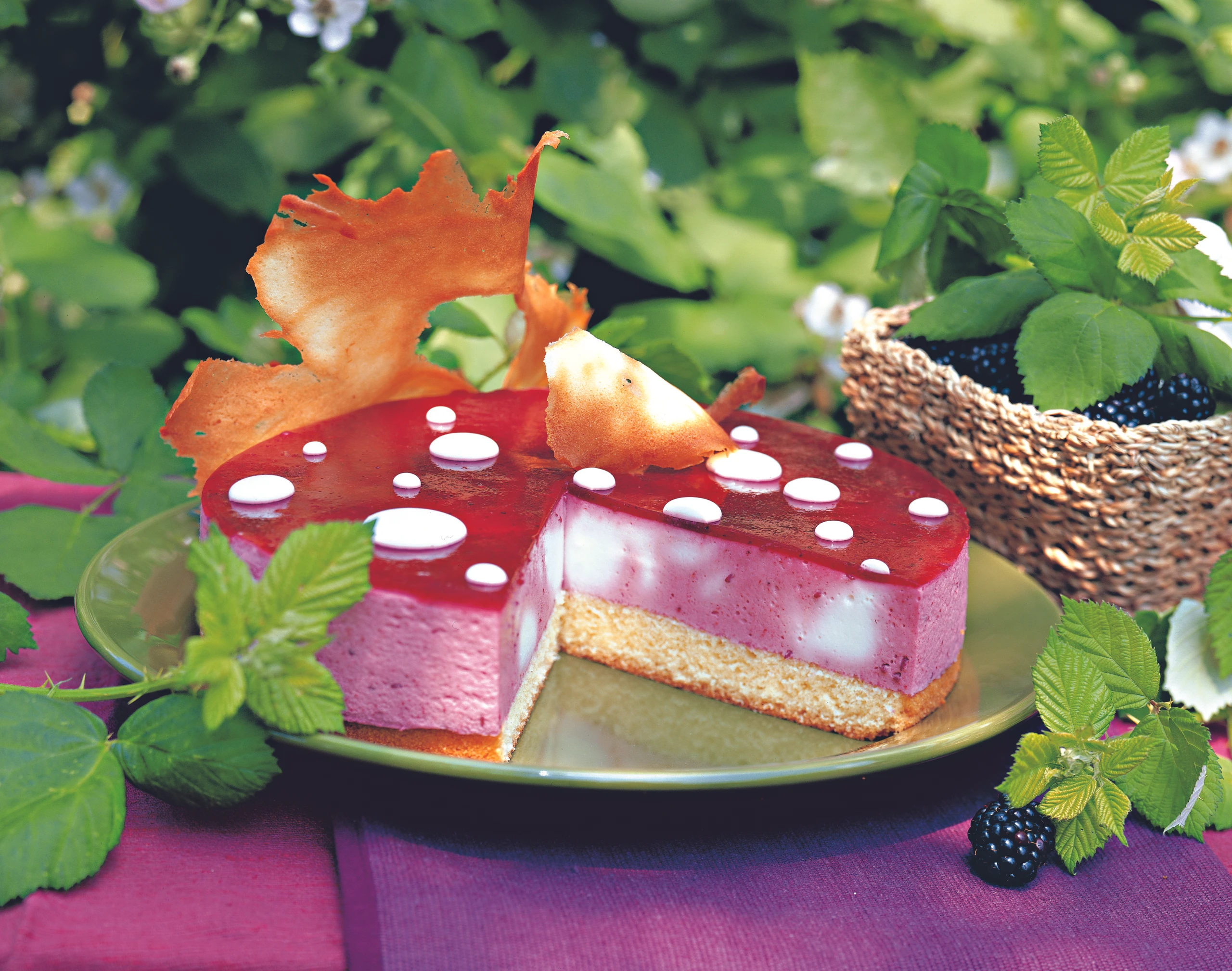 Gefleckte Brombeertorte