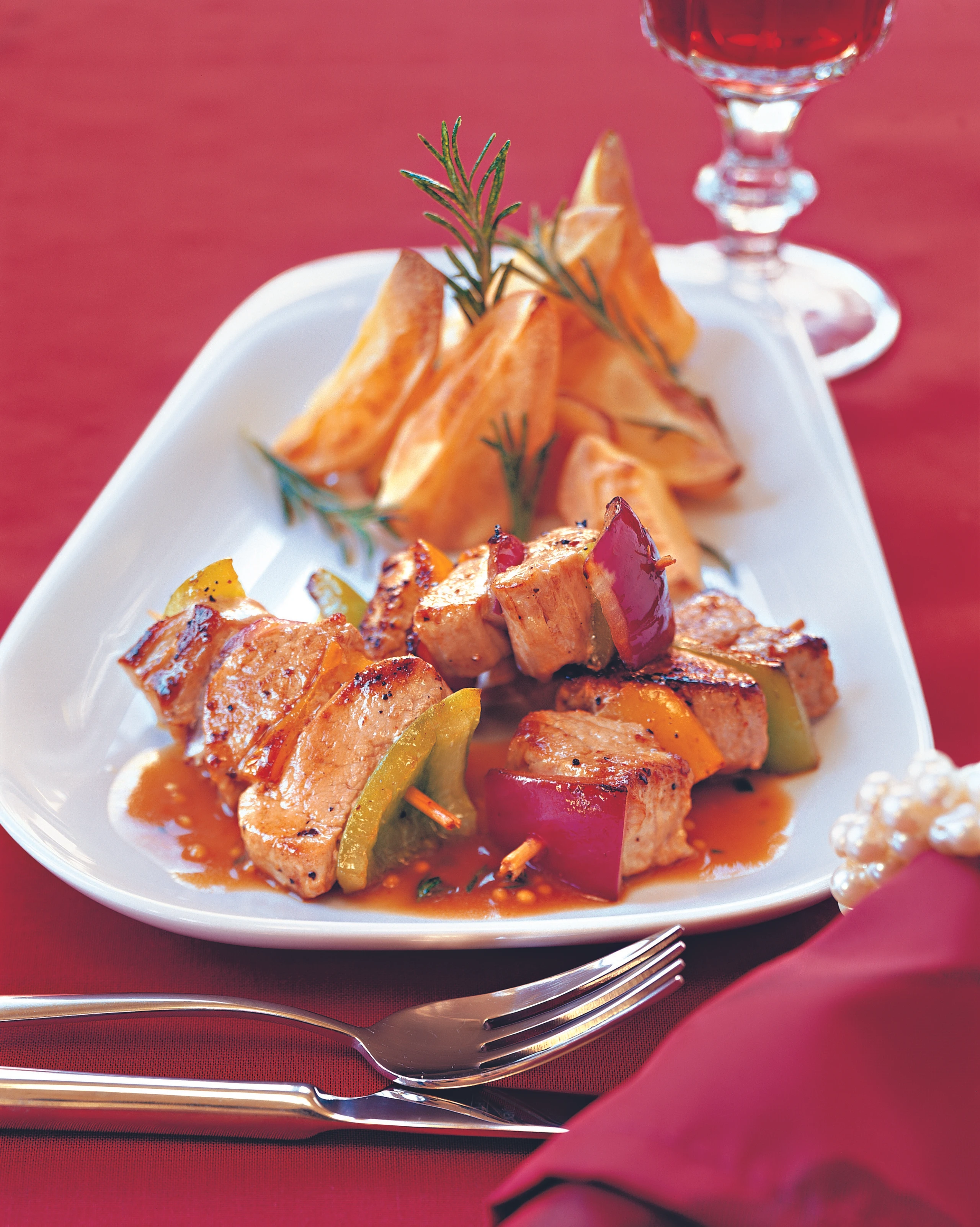 Filetspießchen mit Senfsauce