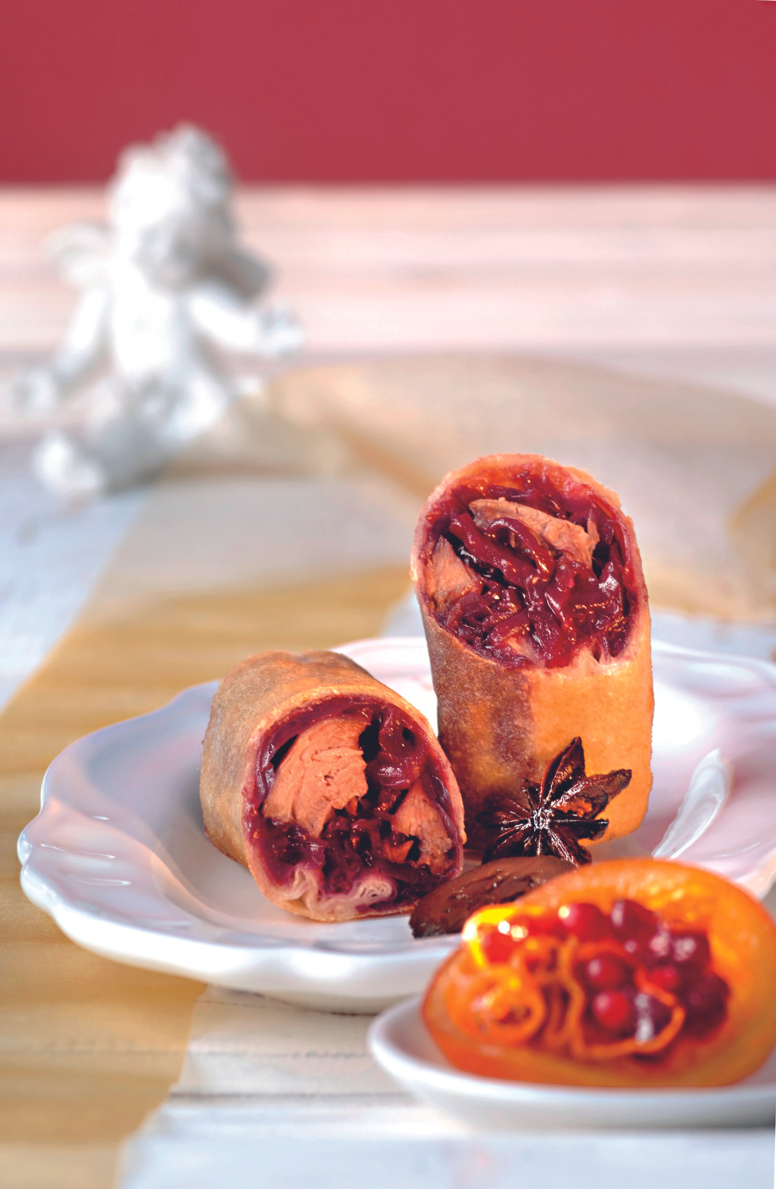 Frühlingsrollen mit Gansl und Rotkraut