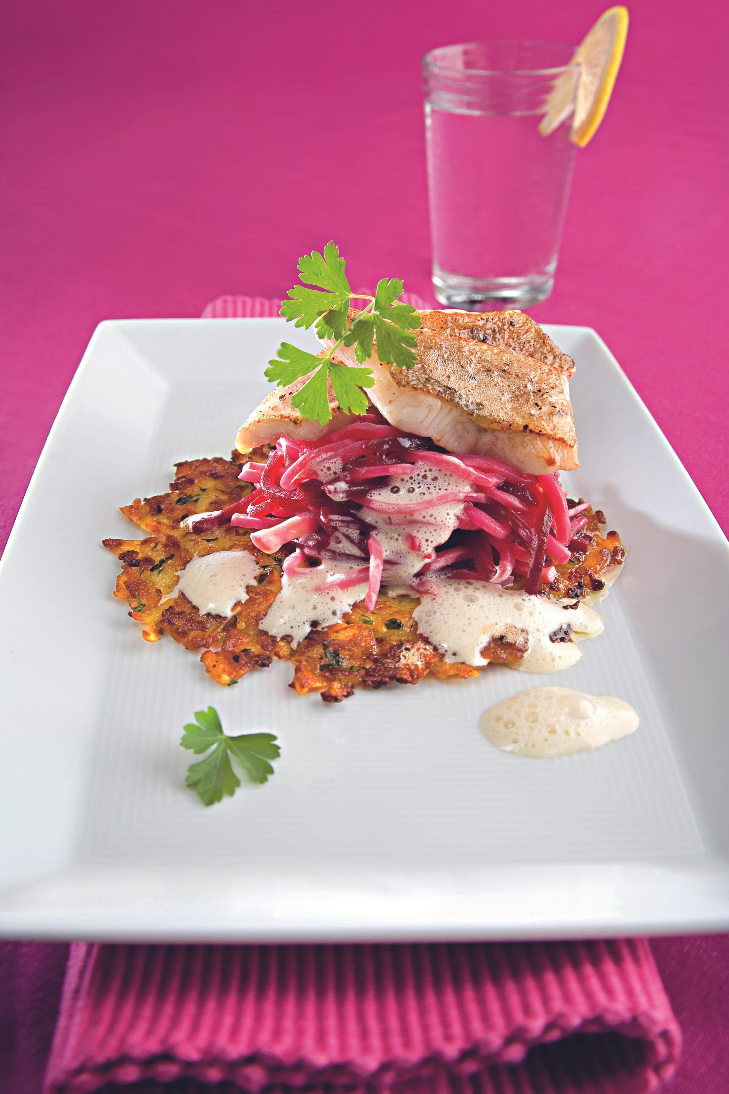 Zanderfilet mit Sellerie-Rote-Rüben-Gemüse