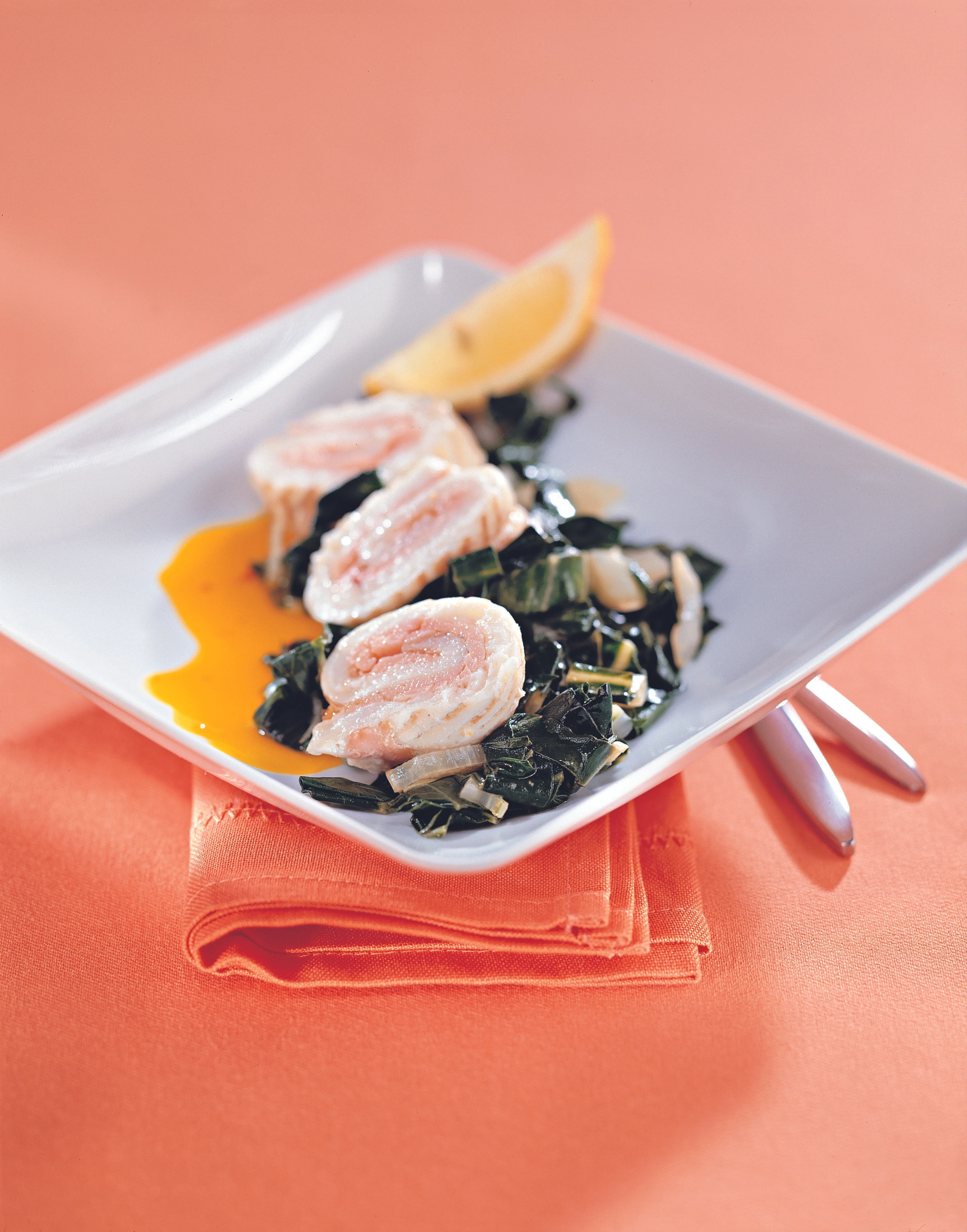 Schollenröllchen mit Safransauce