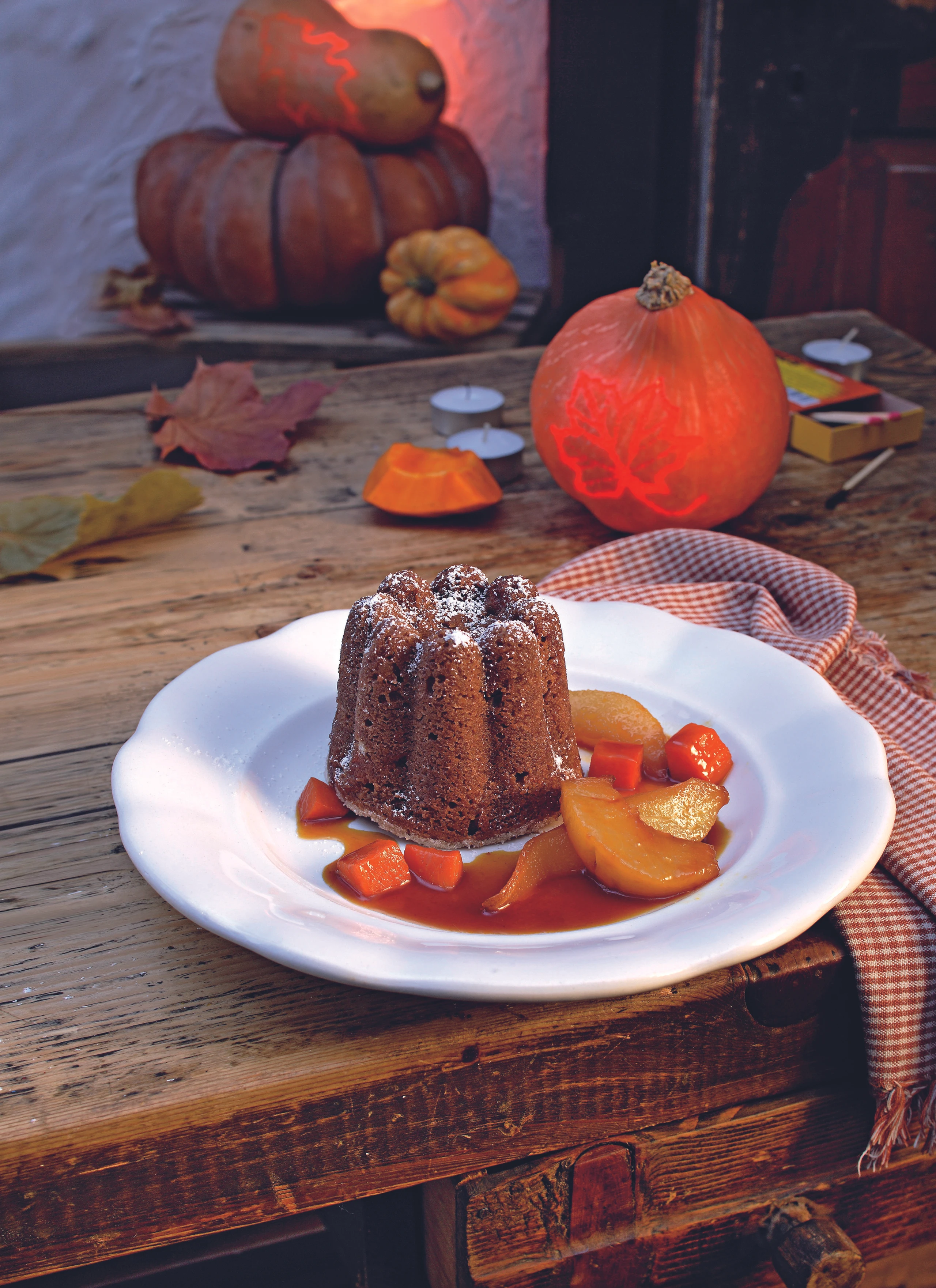 Kürbiskoch mit Birnenragout