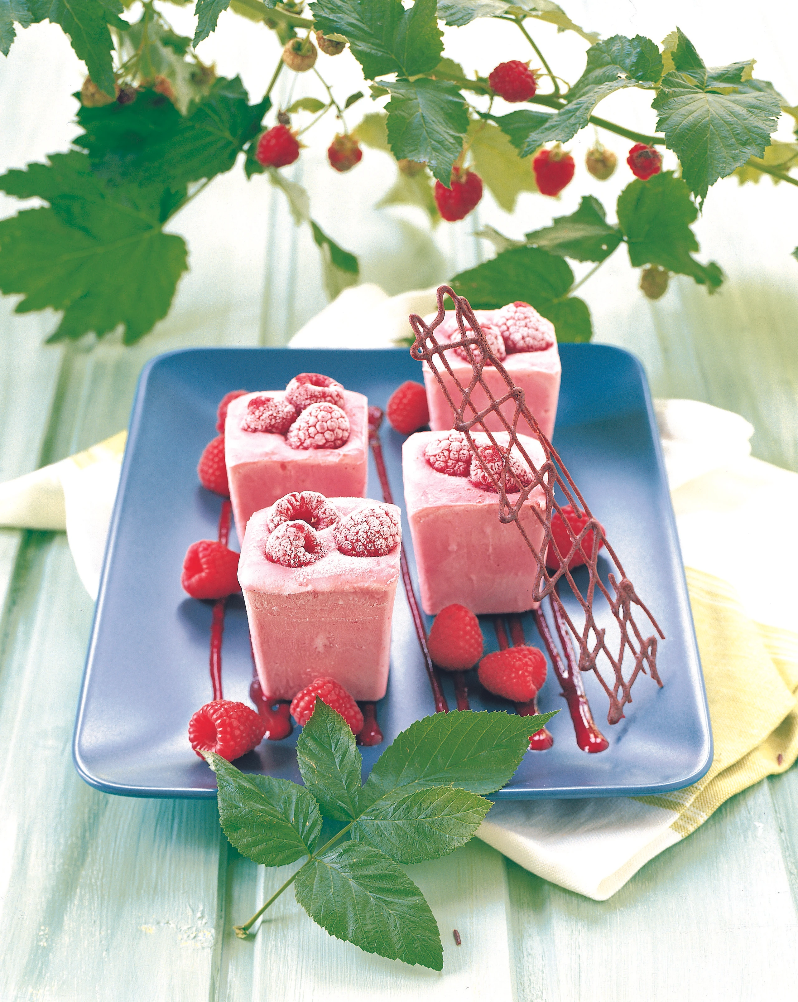 Himbeerparfaits mit braunen Hippen