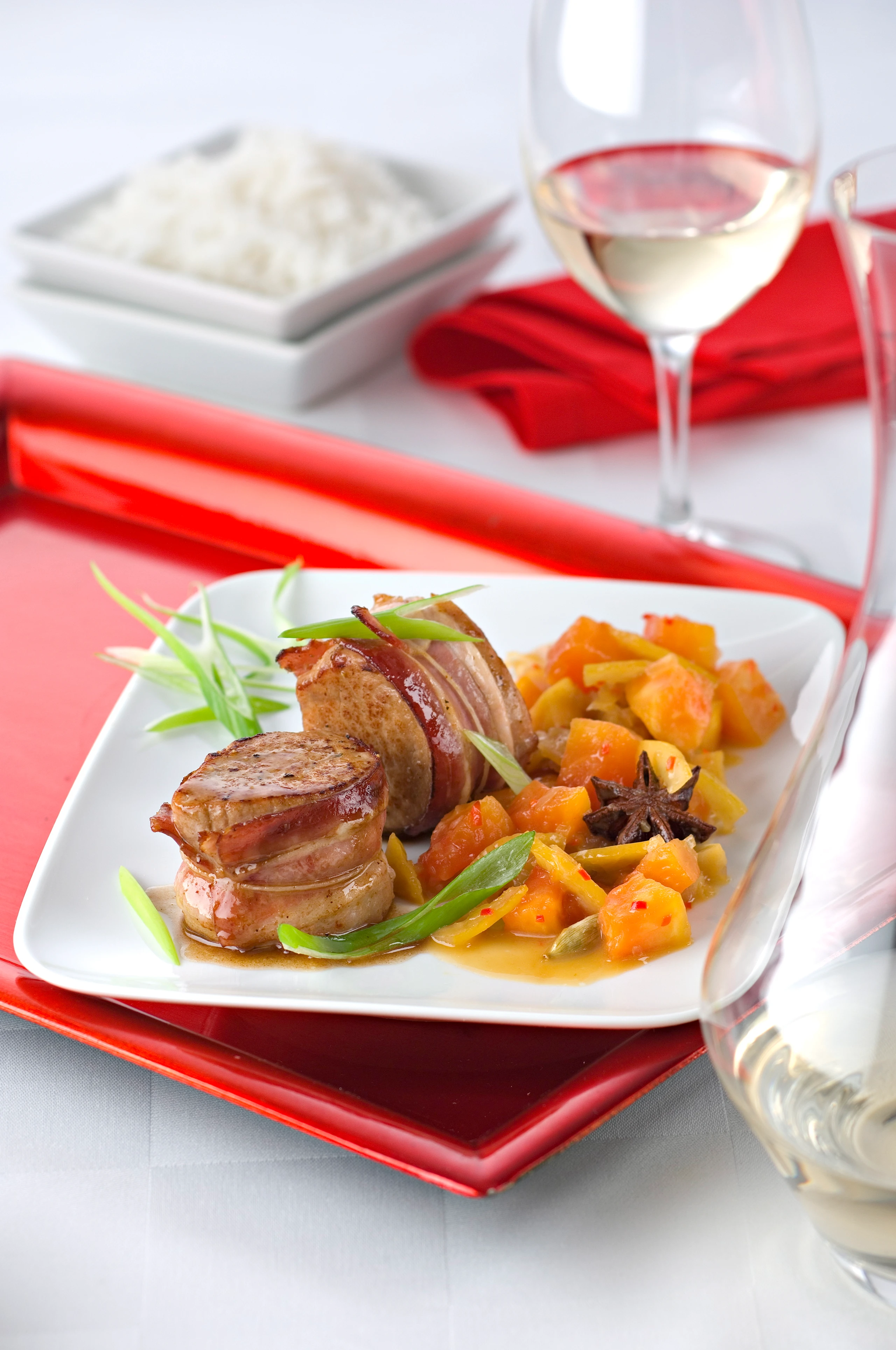 Schweinsmedaillons mit Zitronen-Papaya-Chutney