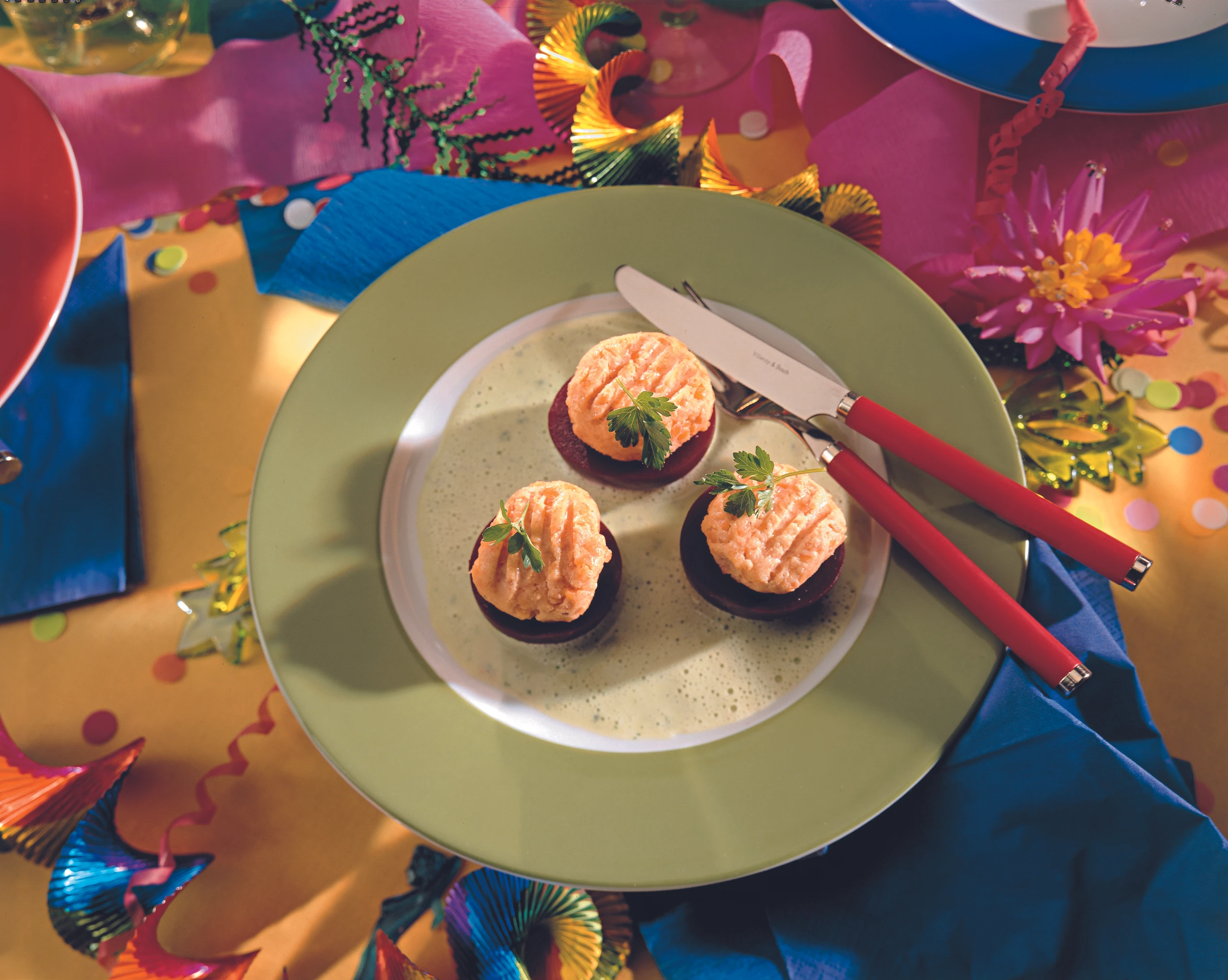 Rote Rüben mit Linsenpüree-Fülle