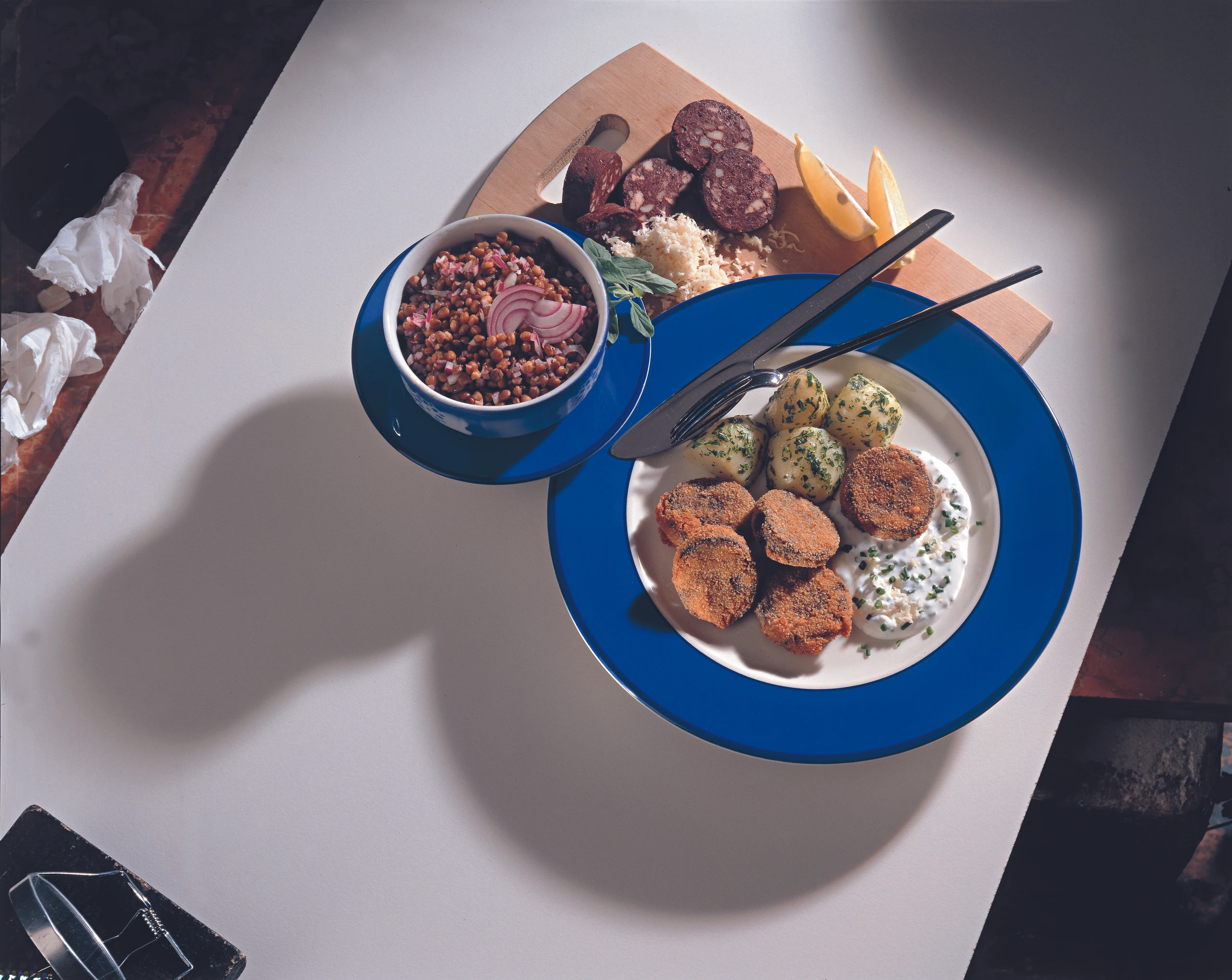 Gebackene Blutwurst mit Krensauce