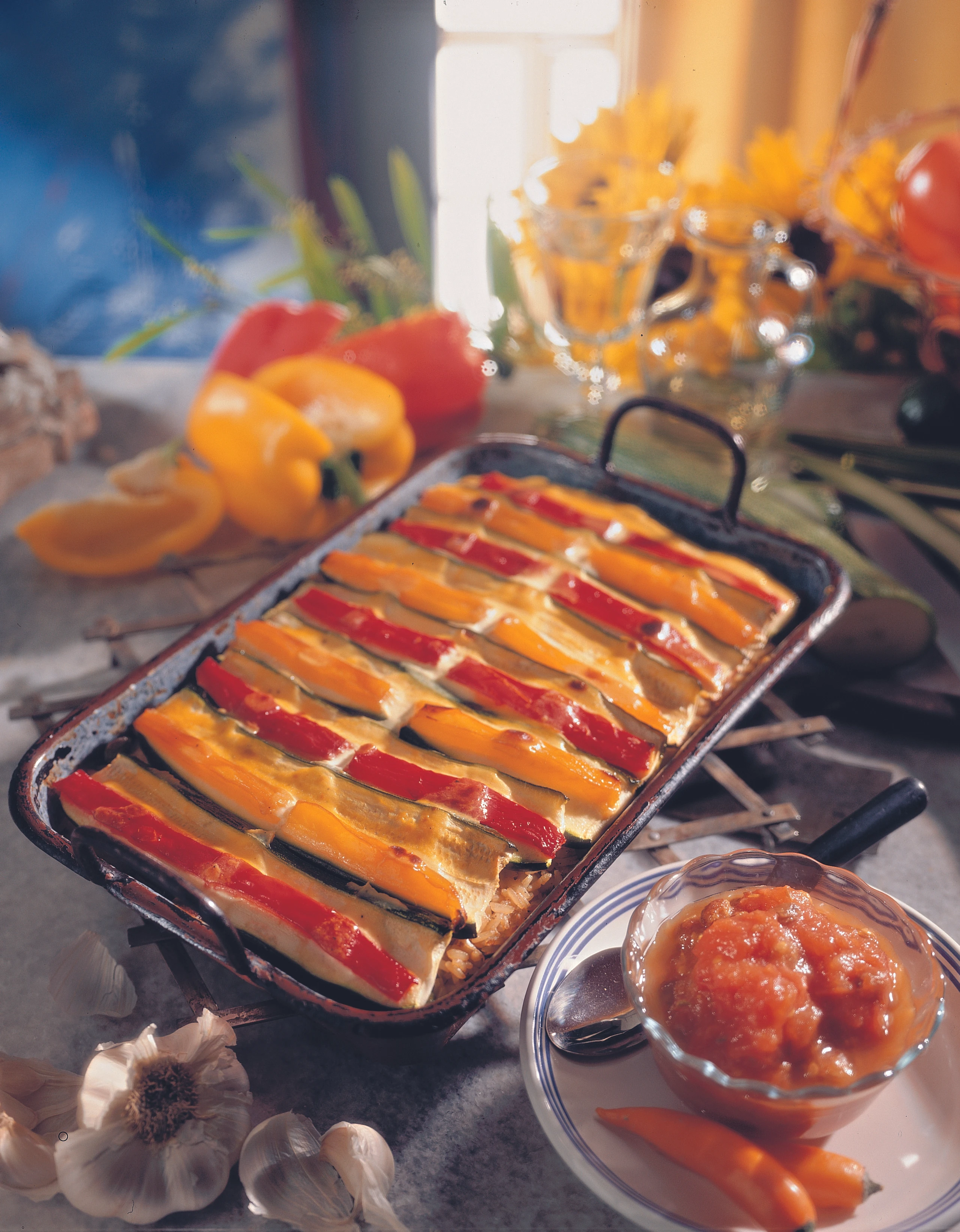 Paprika-Zucchini-Pilaw mit Paradeis-Chutney