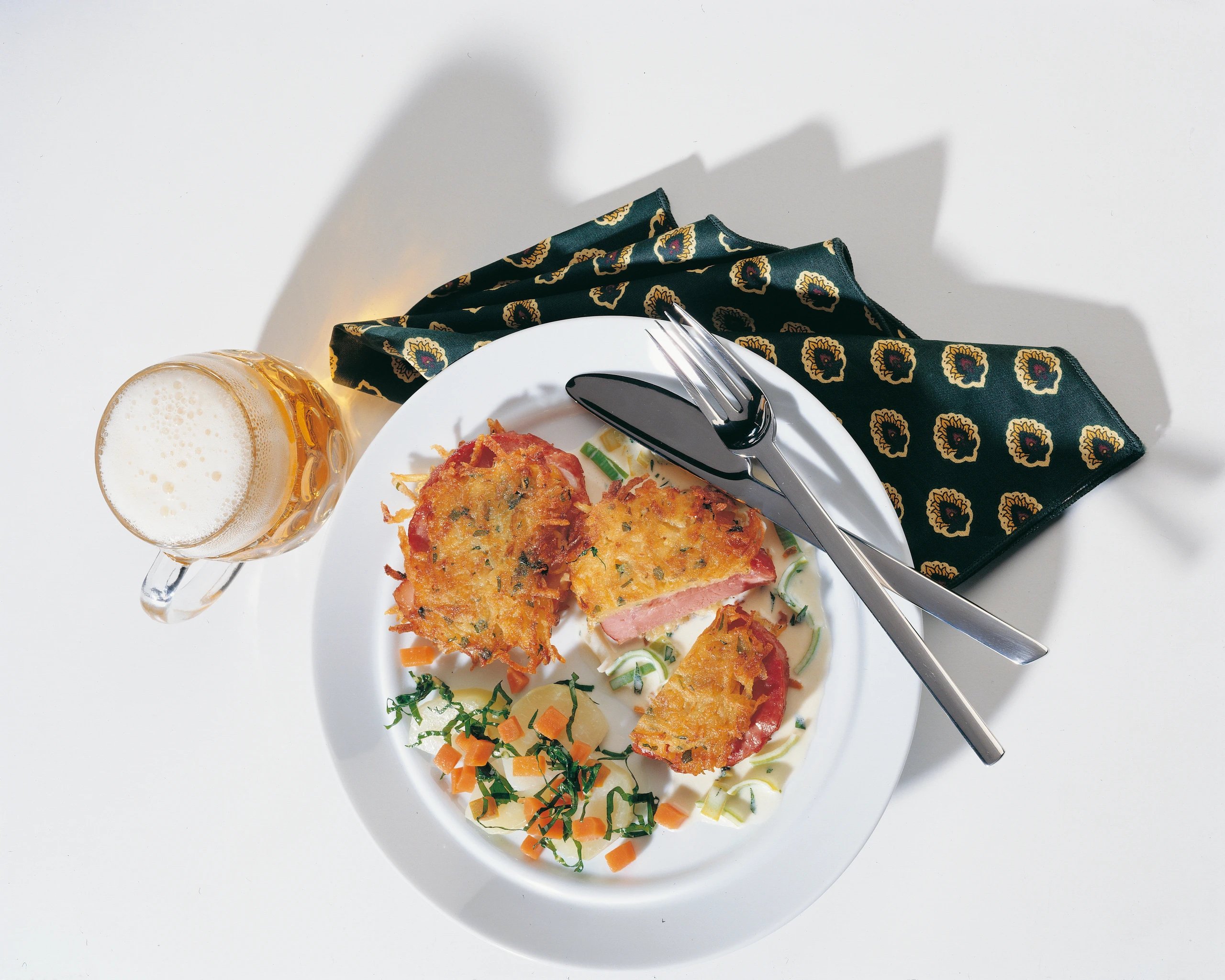 Schinkensteaks in der Erdäpfelkruste