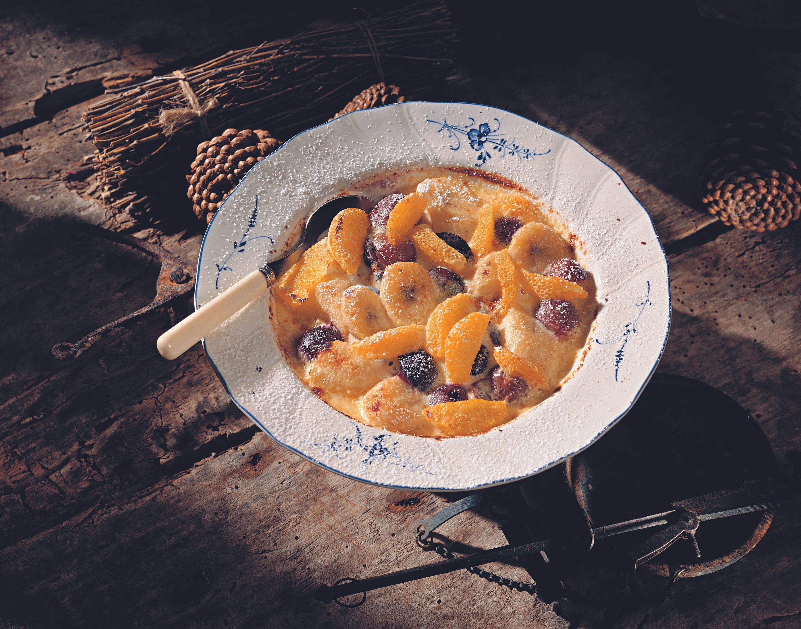 Cremig überbackene Früchte