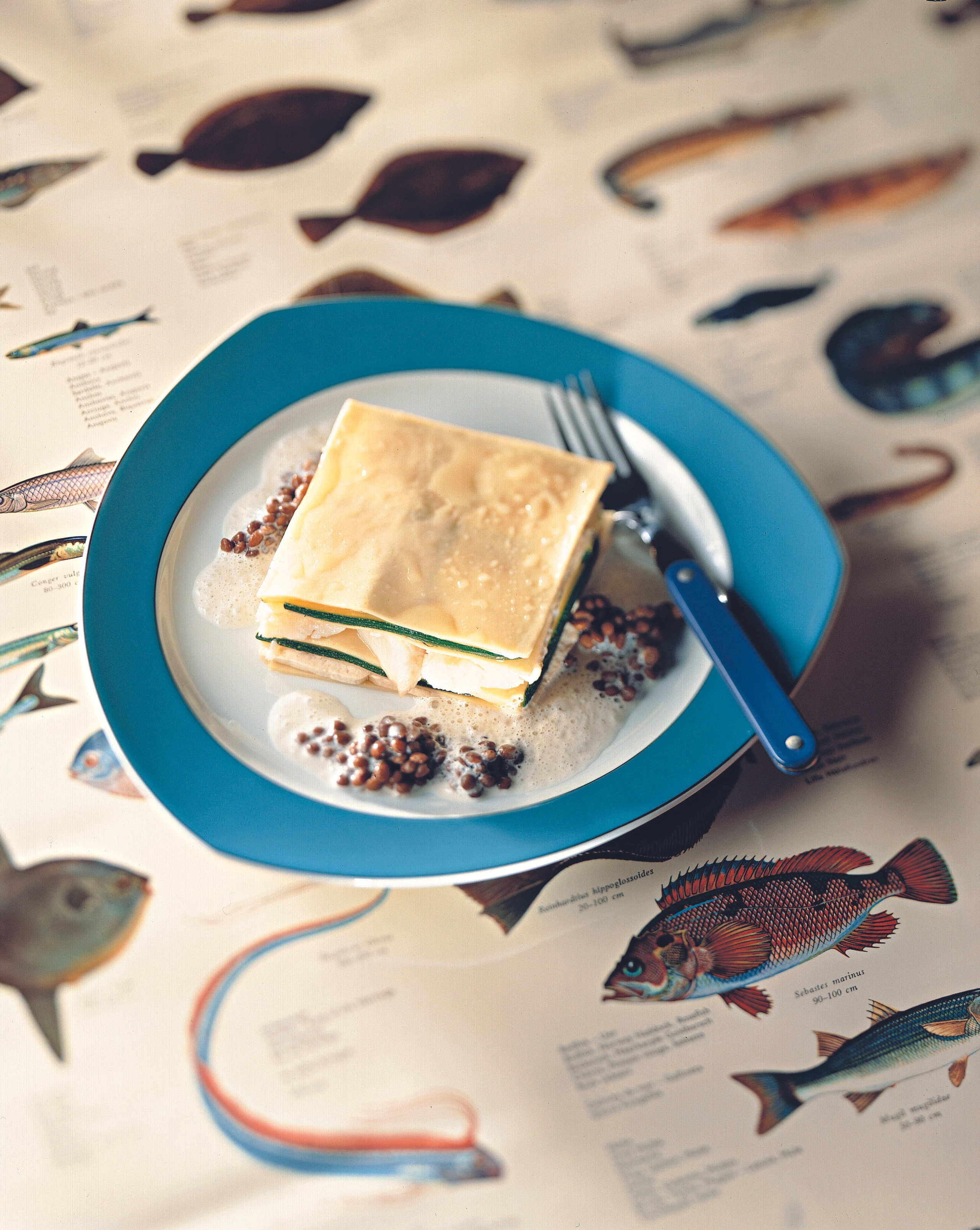 Gedämpfte Kabeljau-Tofu-Lasagne