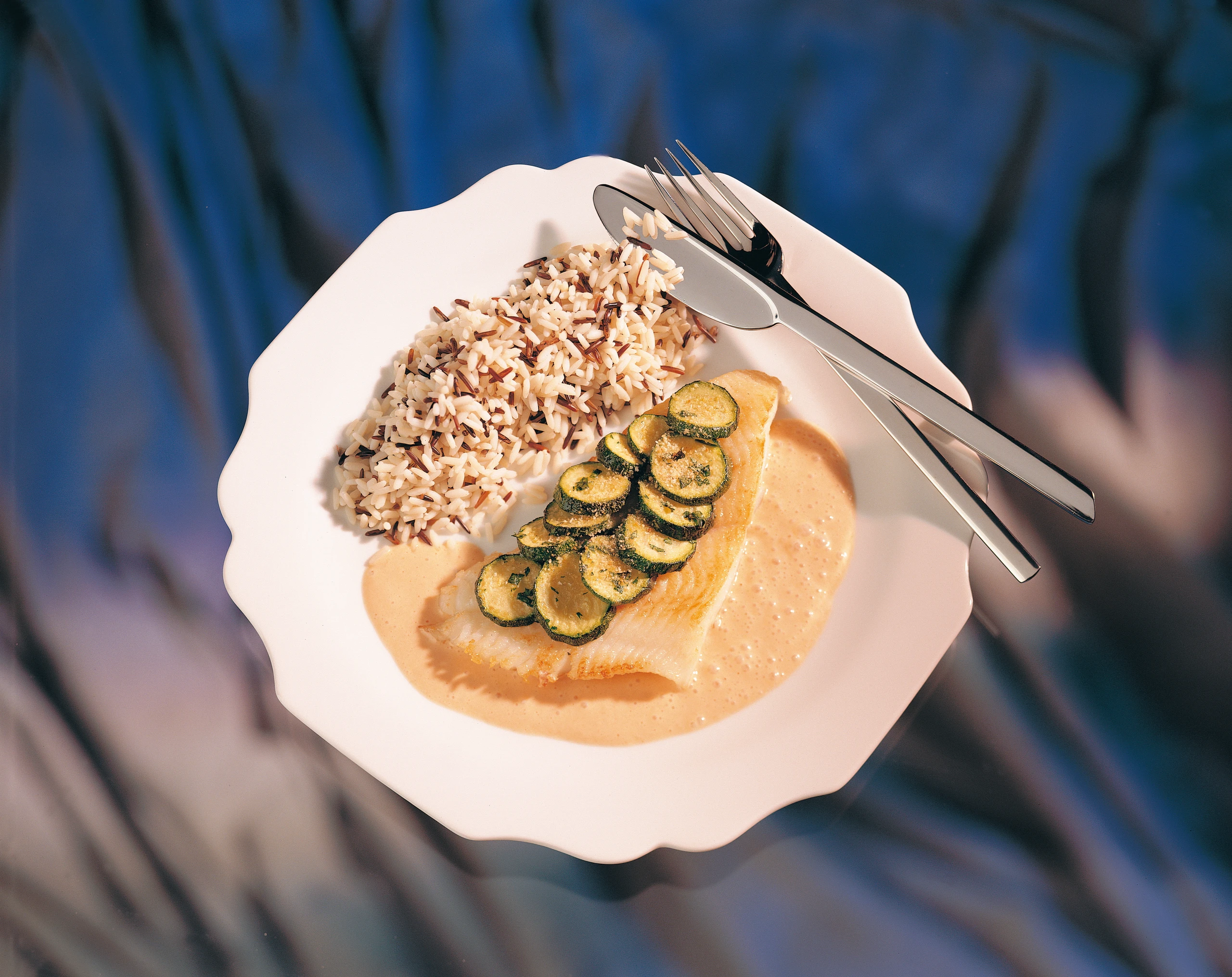 Heilbutt mit Zucchini überbacken