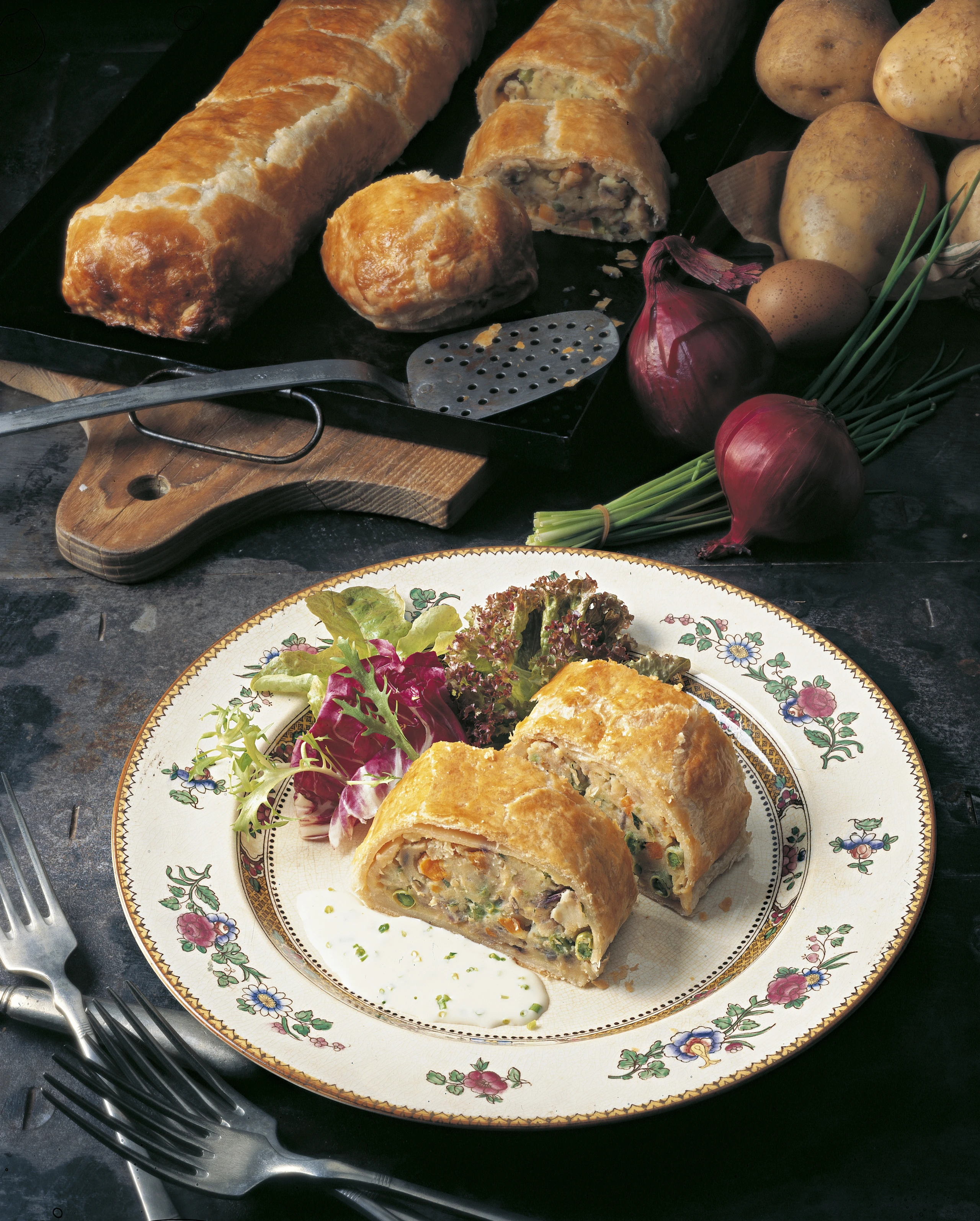 Erdäpfel-Gemüsestrudel