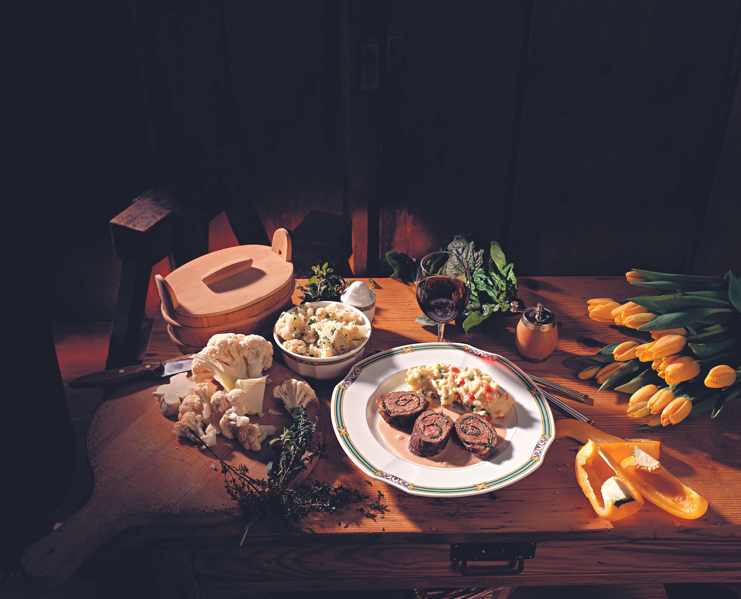 Rindsrouladen gefüllt mit Spinat und Faschiertem