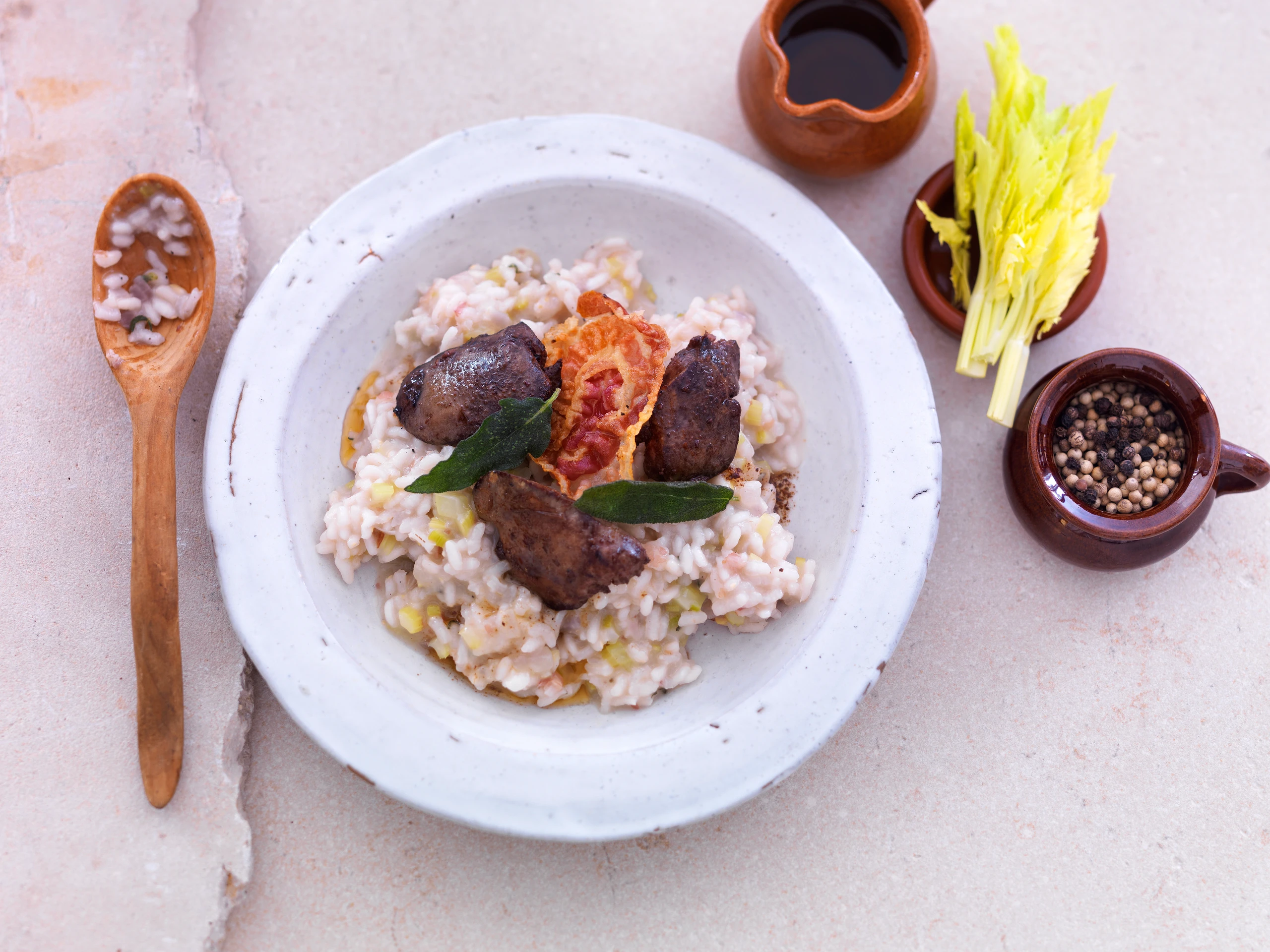 Salbeirisotto mit Hühnerleber