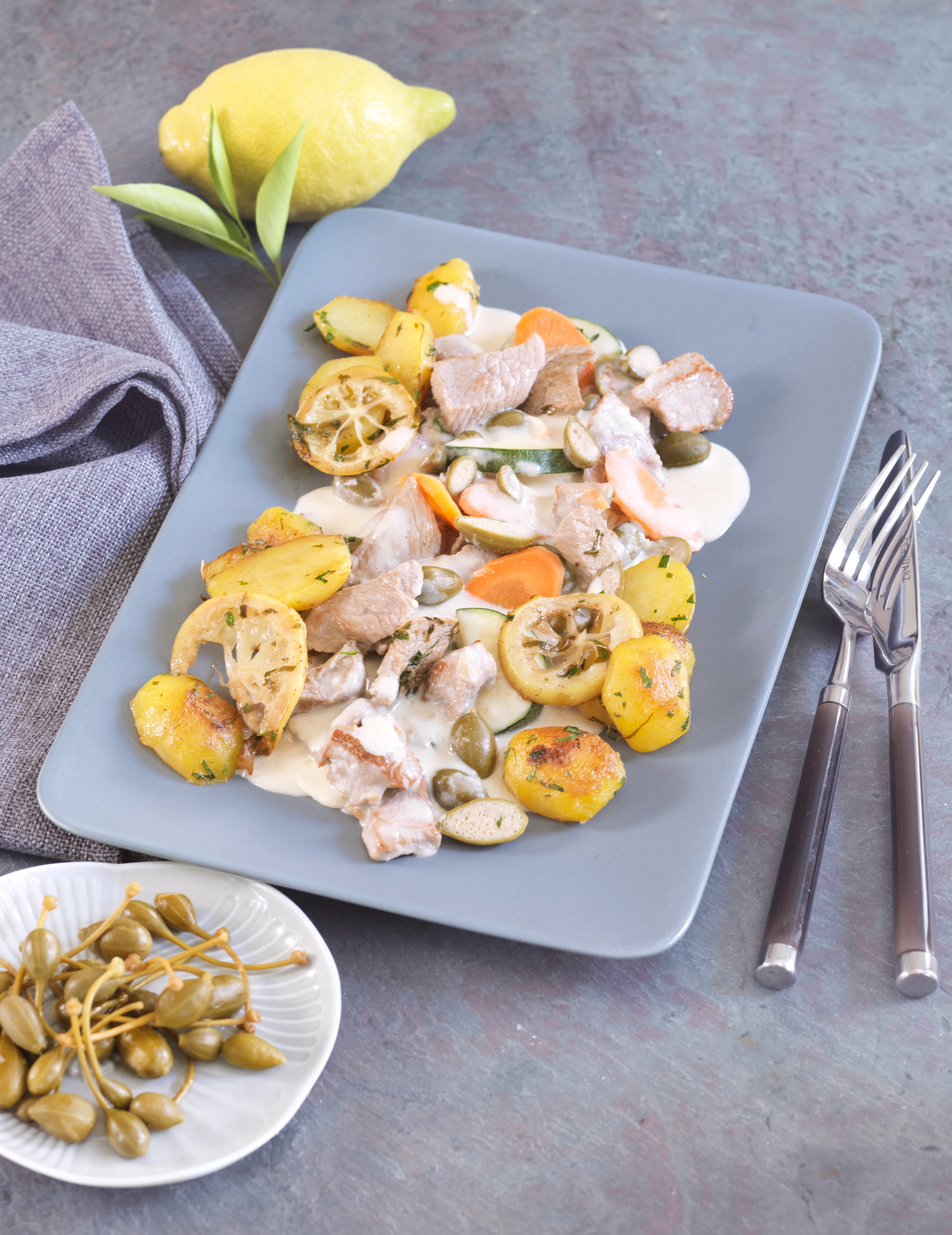 Kalbsgeschnetzeltes mit Zitronen-Kapern-Sauce