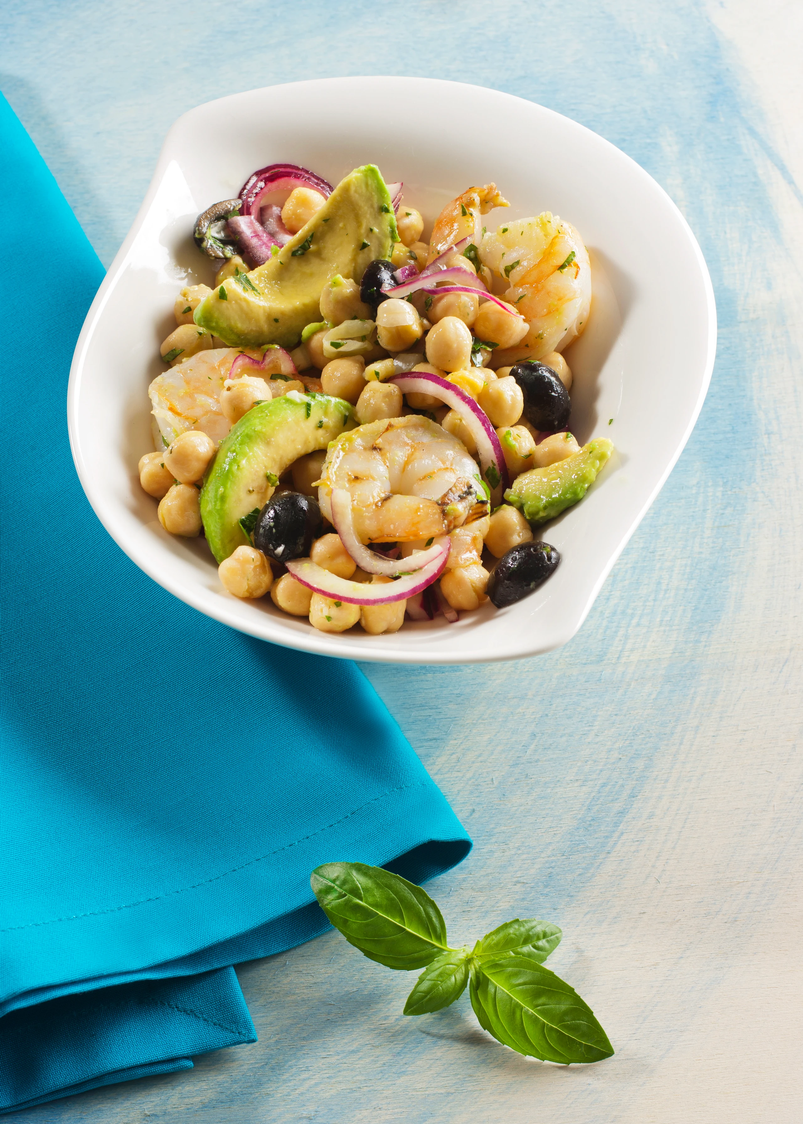 Kichererbsensalat mit Garnelen