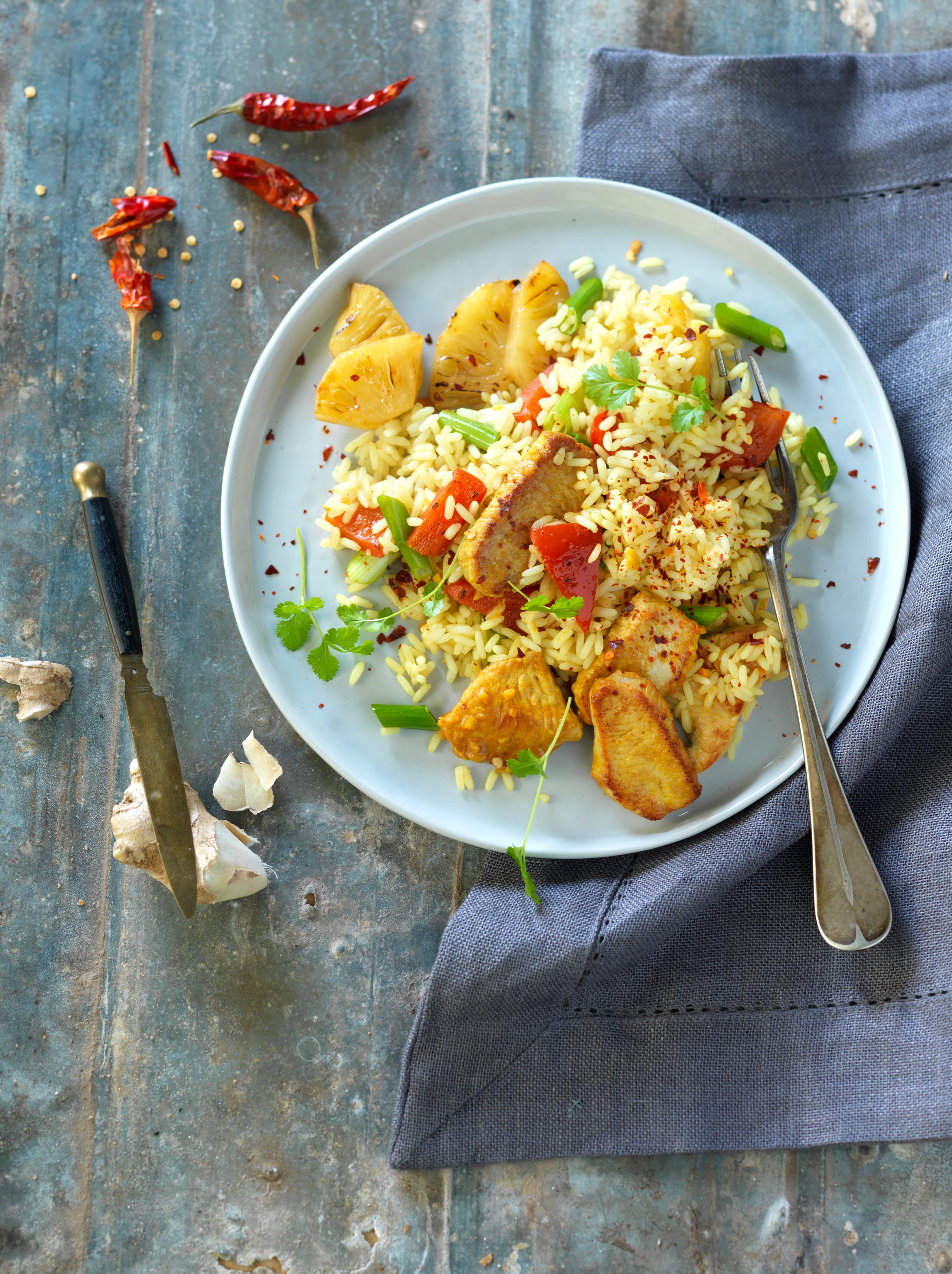 Puten-Reissalat mit Ananas