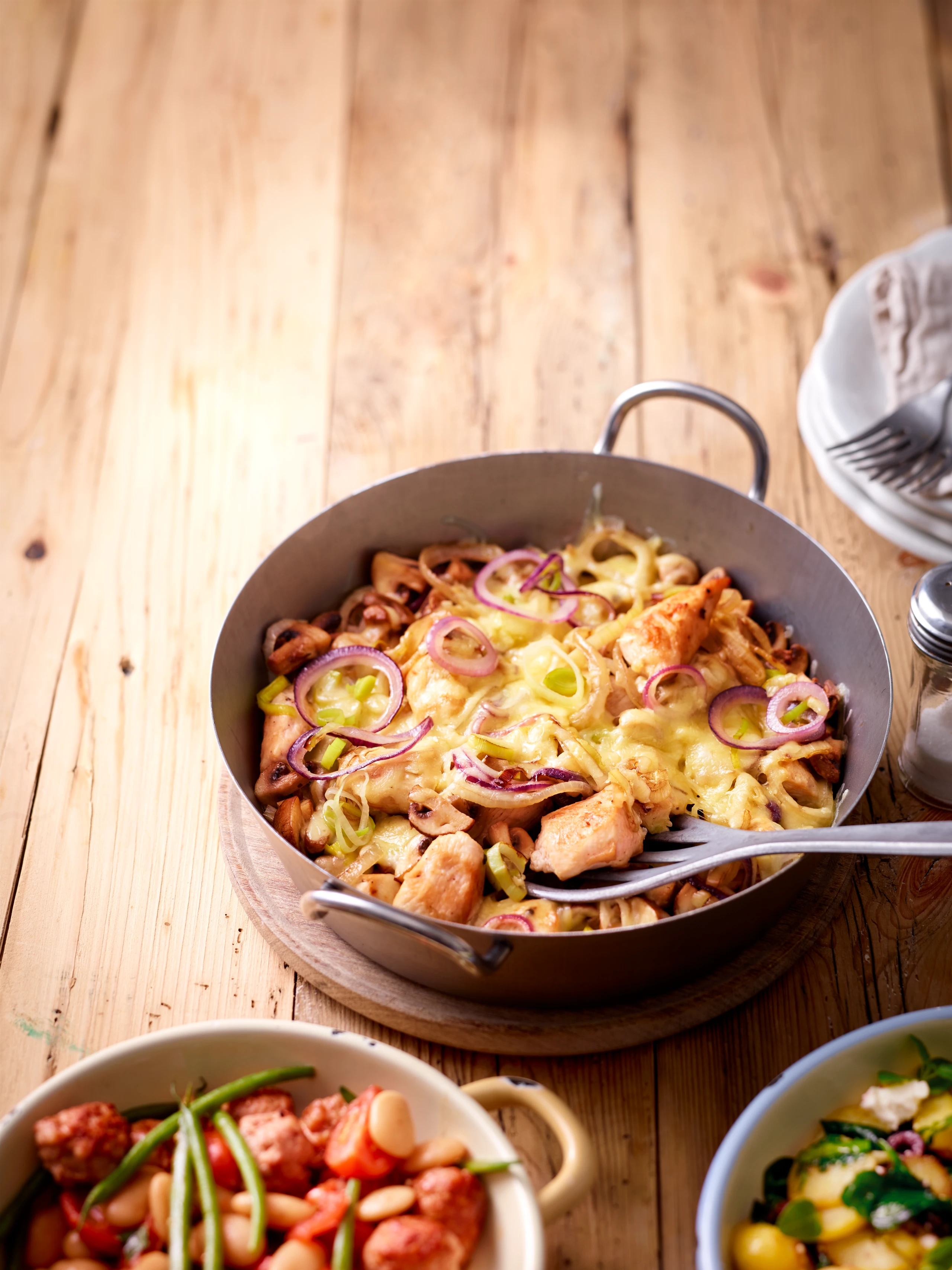 Überbackenes Gemüse-Hendl-Gröstl