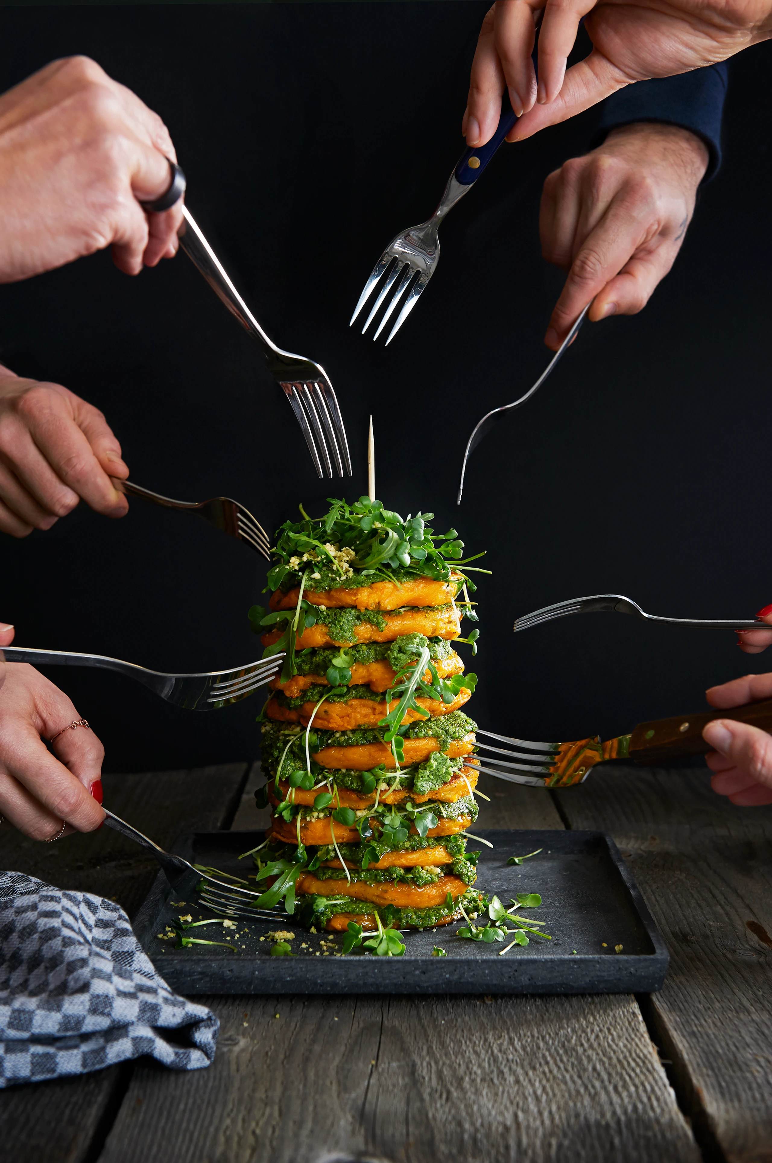 Süßkartoffel-Algen-Turm